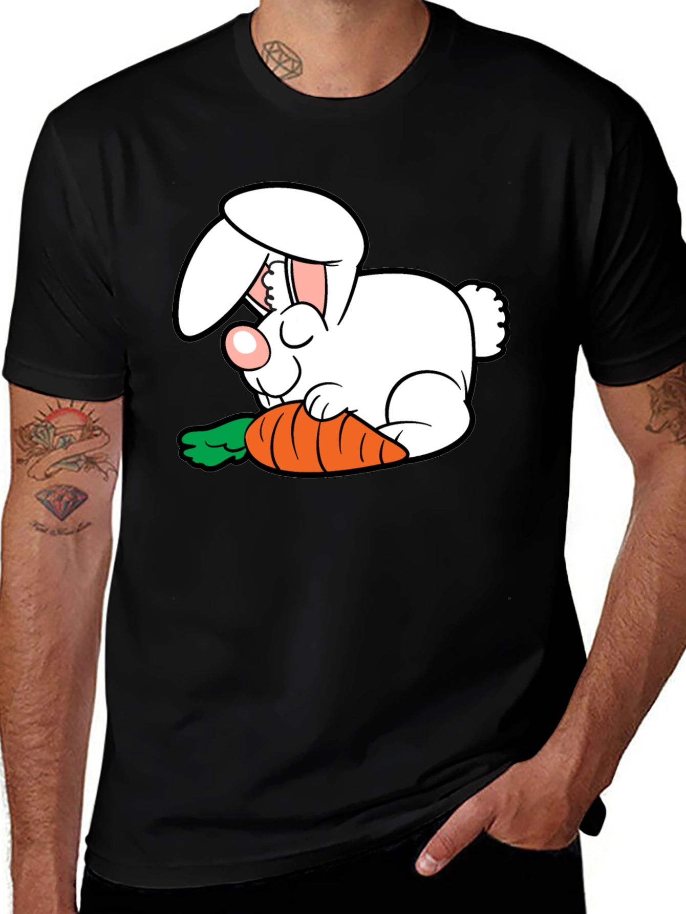 Variant 25 of Cute Cartoon Bunny & Carrot Graphic Tee