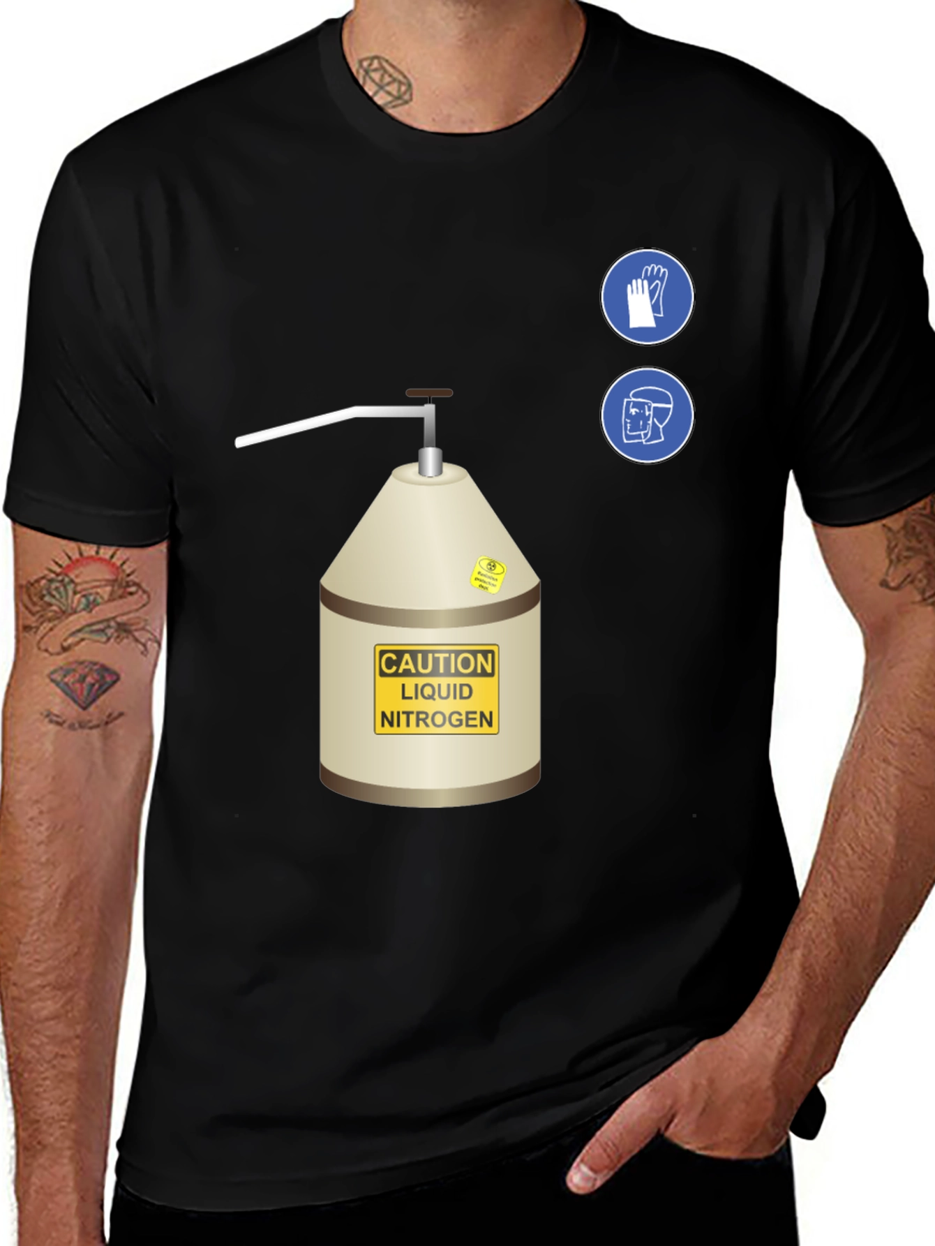 Caution Liquid Nitrogen Graphic T-Shirt - Safety First!