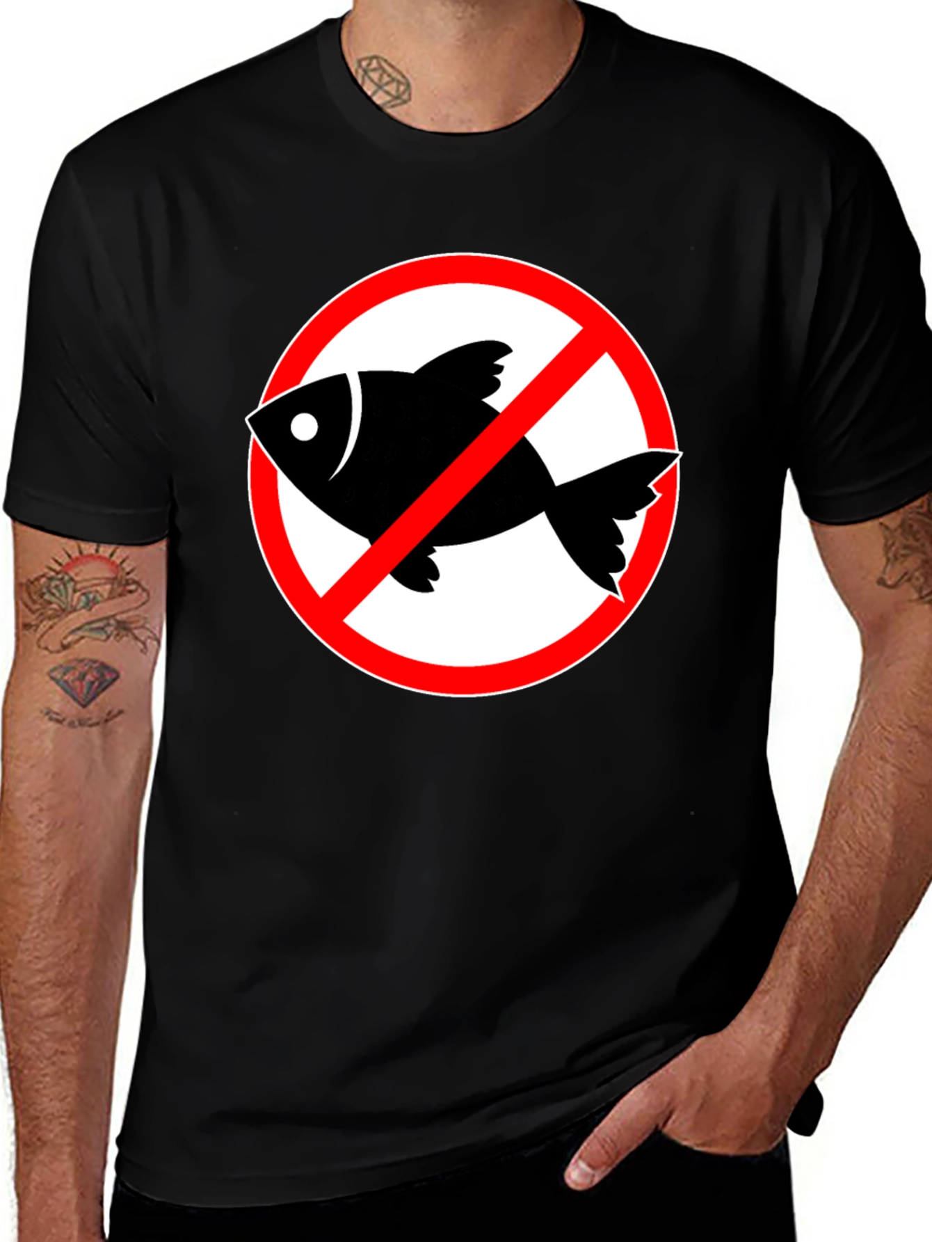 Variant 19 of No Fishing Black Crewneck T-Shirt