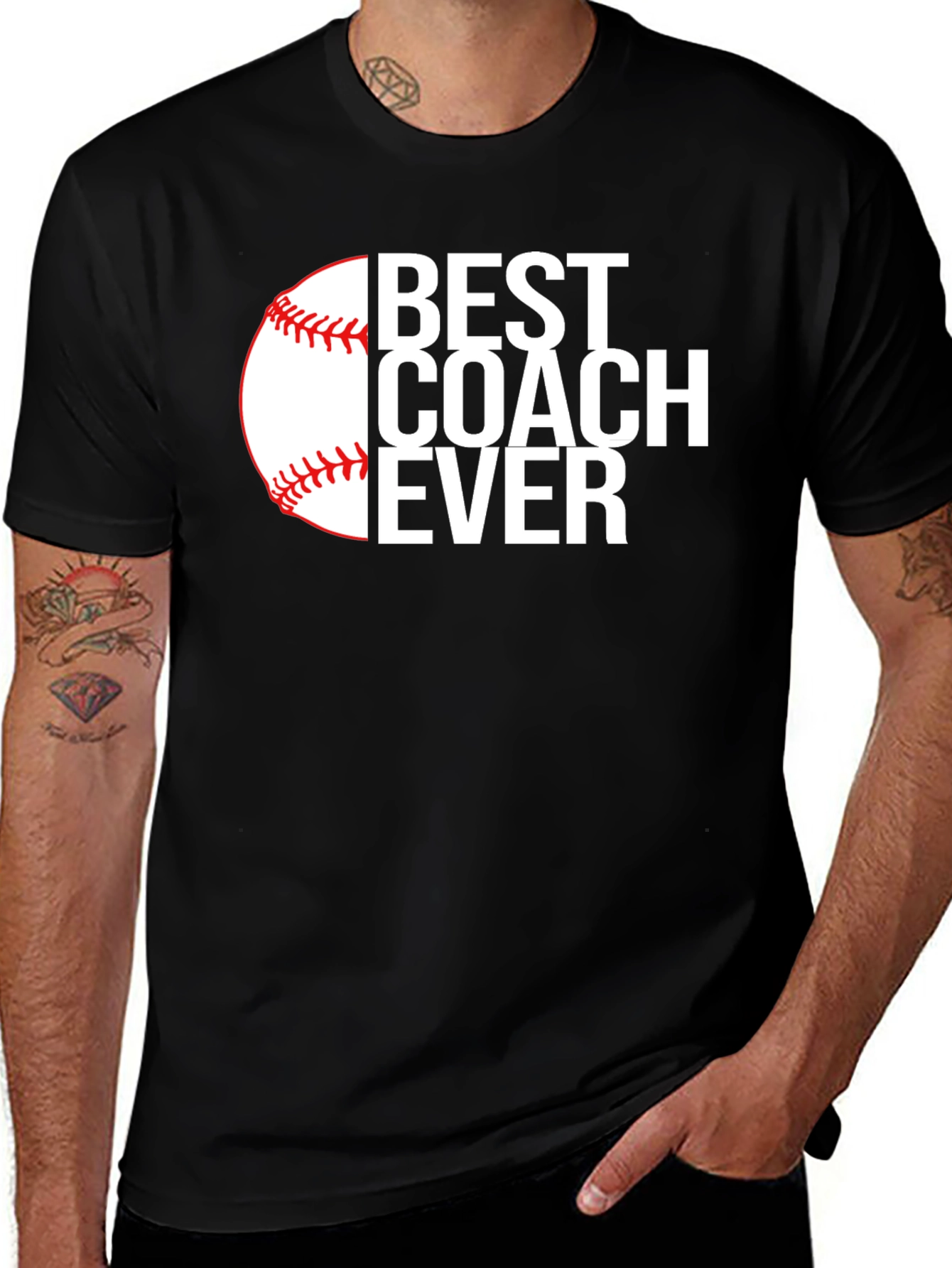 Variant 25 of Best Coach Ever Baseball T-Shirt - Black