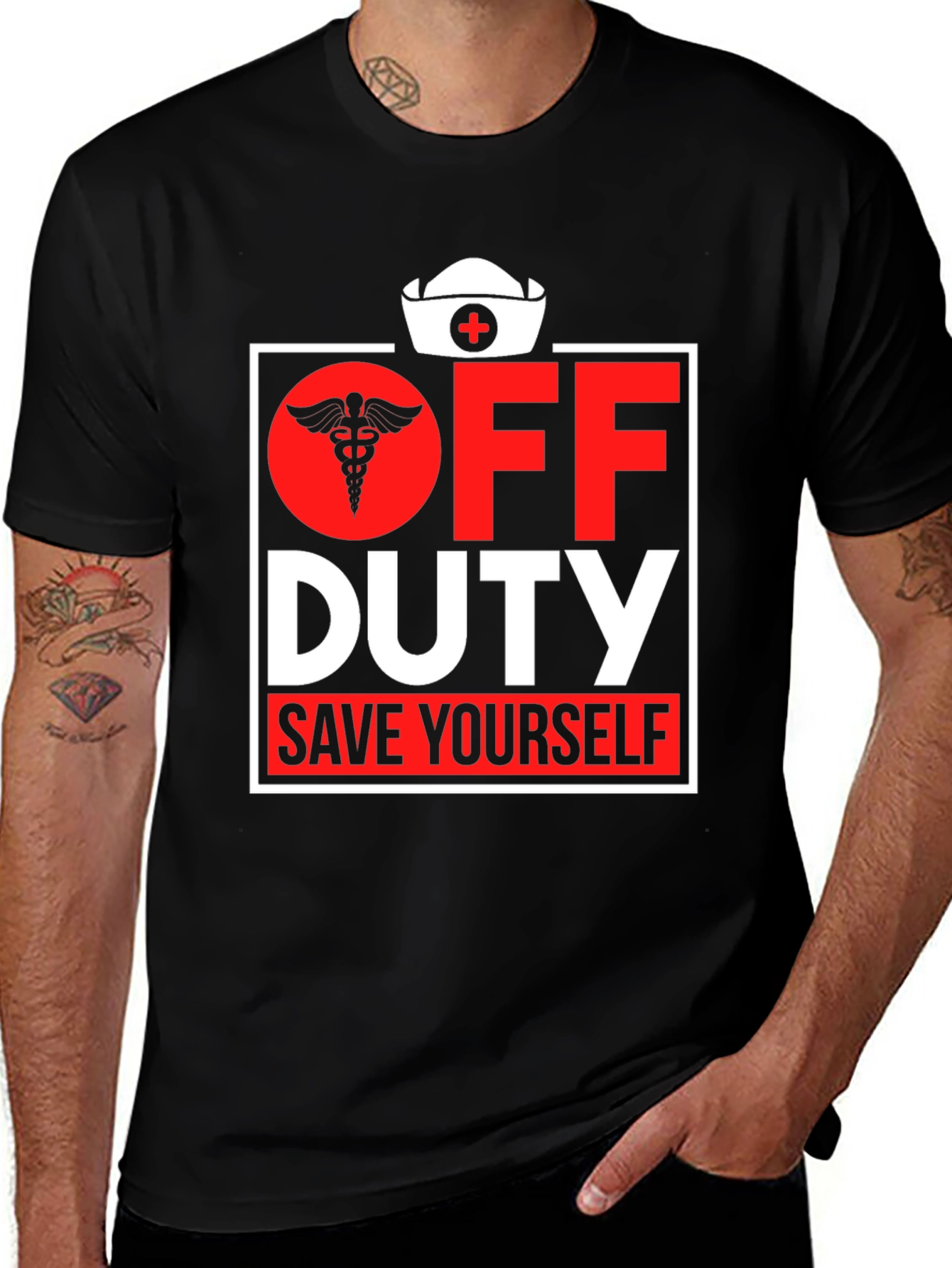 Off Duty Nurse Graphic Tee - Save Yourself!