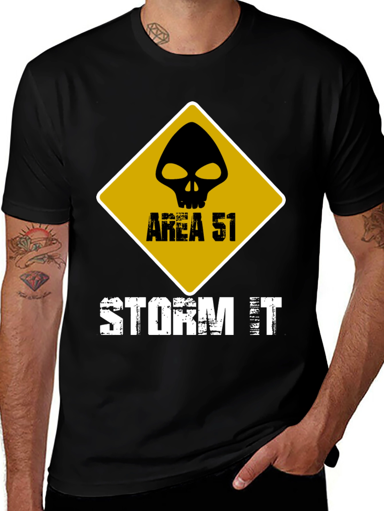 Variant 8 of Area 51 Storm It Black Graphic T-Shirt