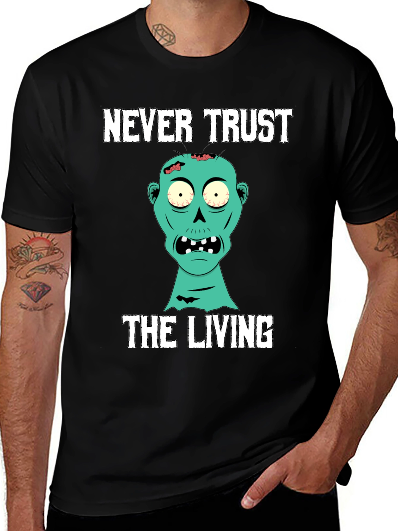 Variant 4 of Never Trust the Living Zombie T-Shirt