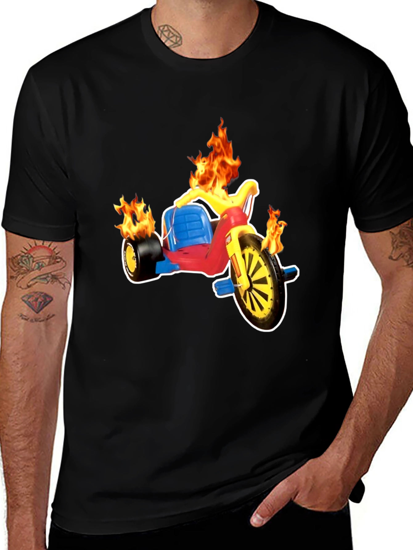 Variant 28 of Burning Trike Graphic Tee - Cool Rider Shirt