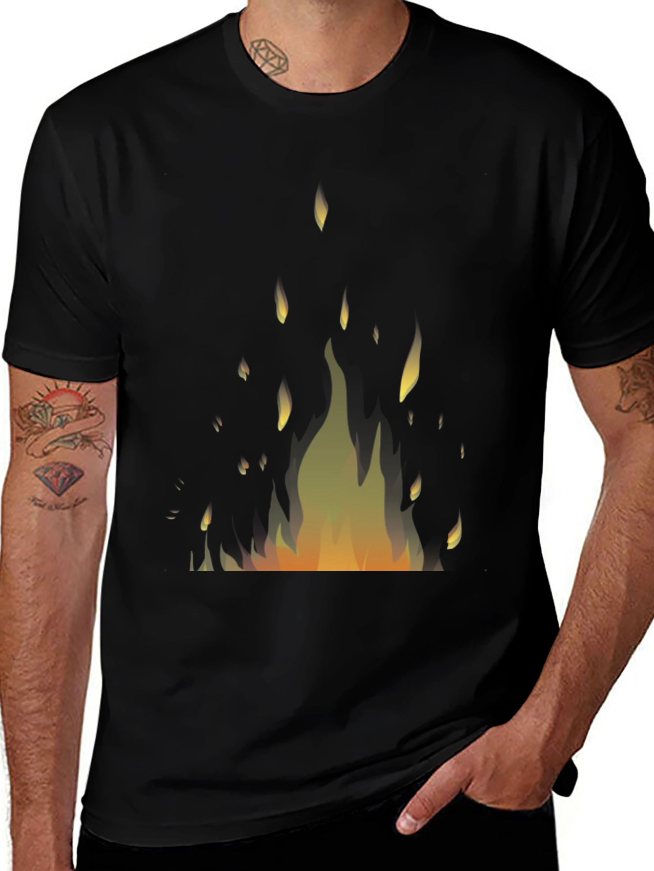 Variant 23 of Fiery Inferno Graphic Tee - Black Cotton T-Shirt