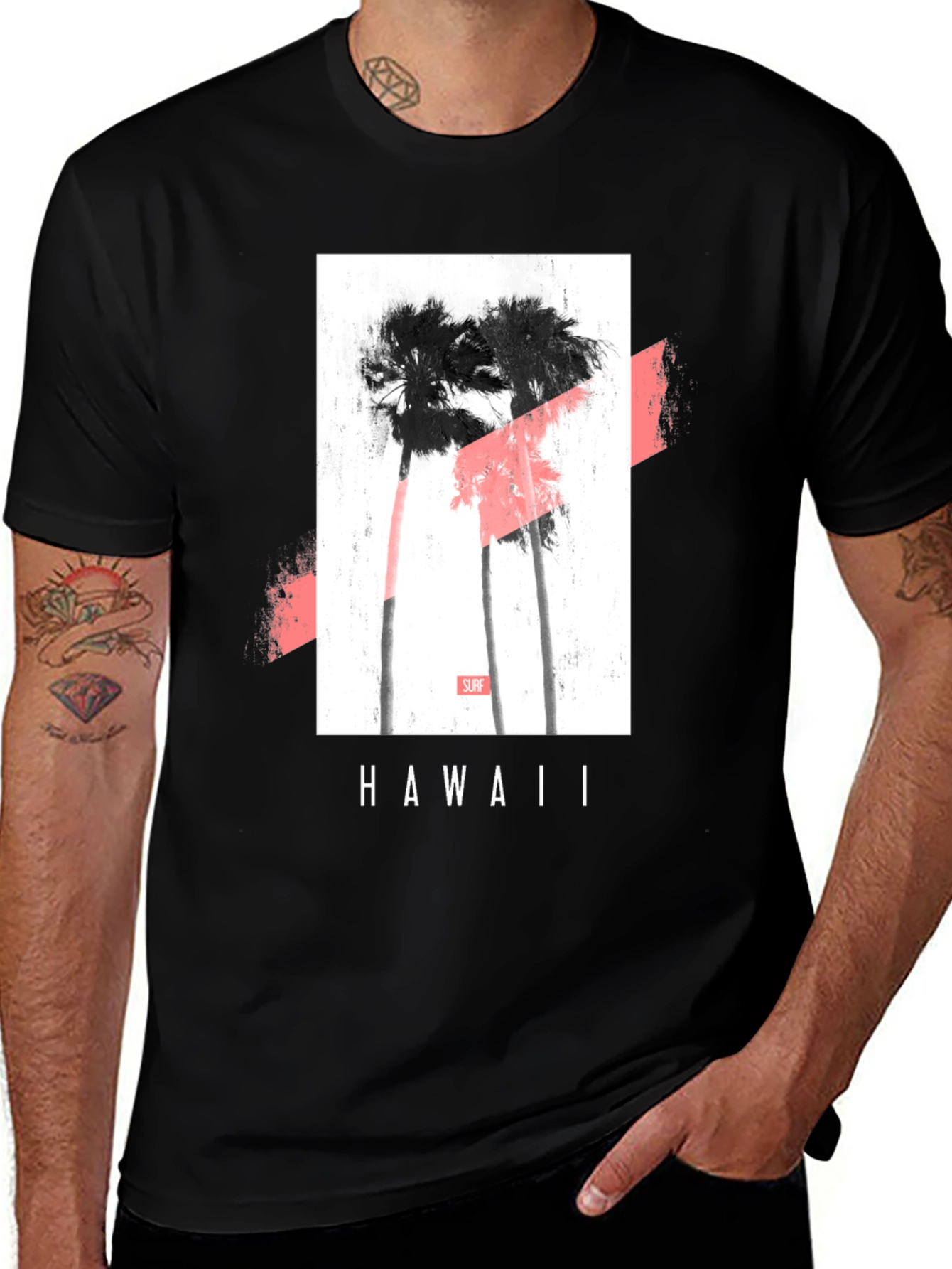 Hawaii Palms Graphic Tee - Black
