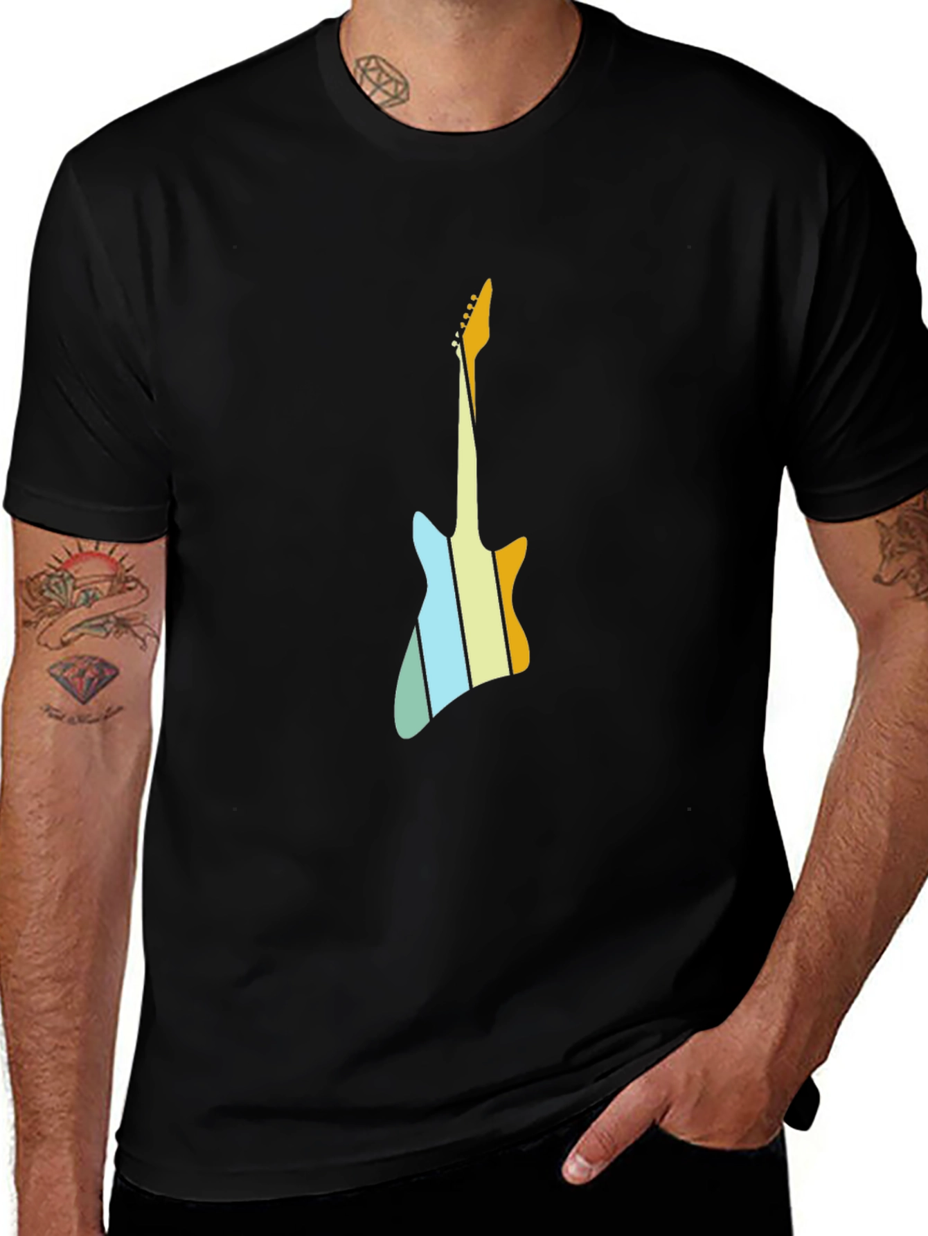 Retro Guitar T-Shirt - Black Graphic Tee