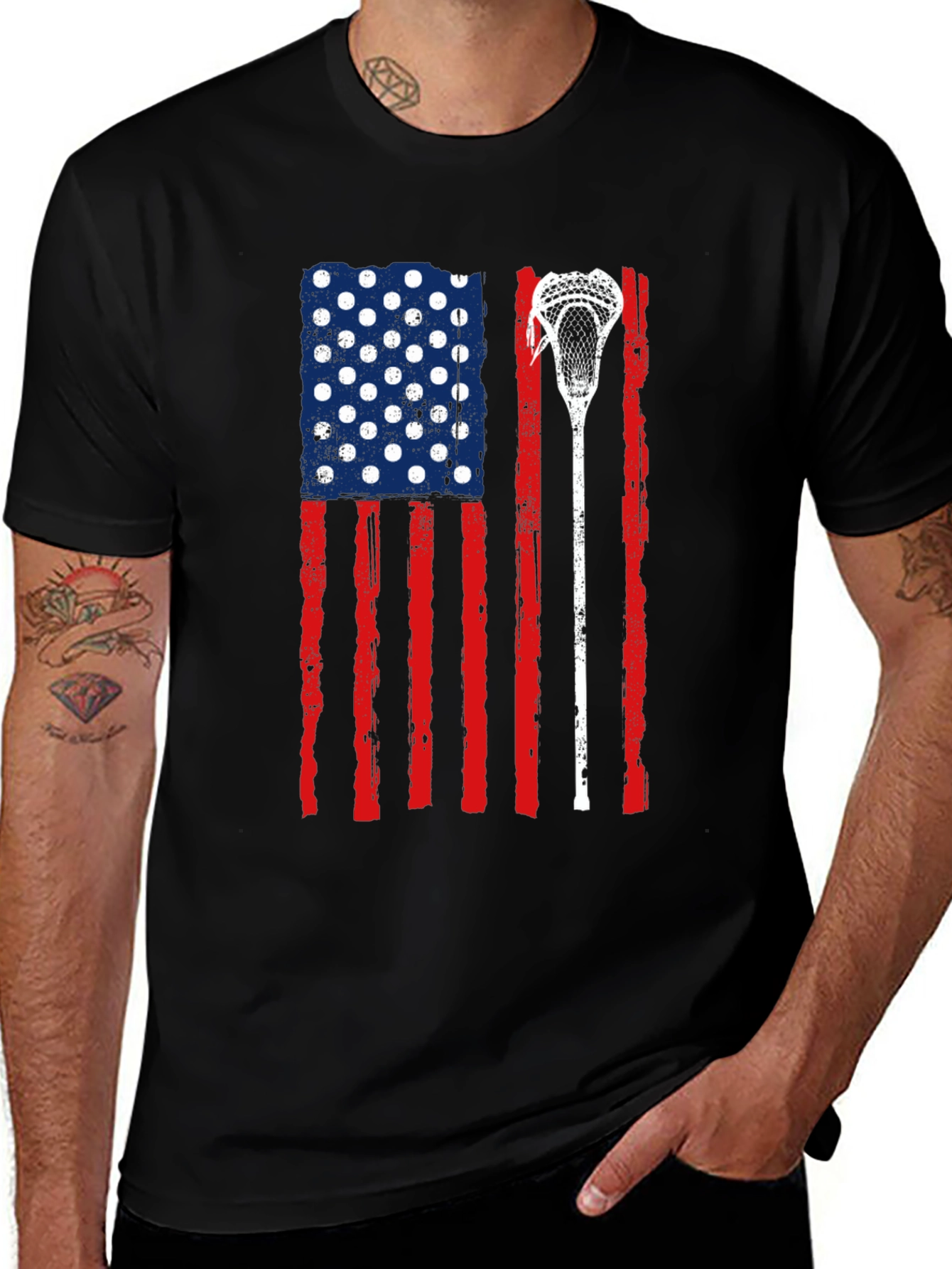 Variant 13 of USA Flag Lacrosse T-Shirt