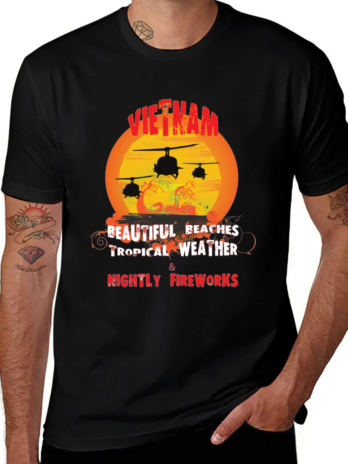 Vietnam Beaches T-Shirt - Tropical Weather & Fireworks Tee