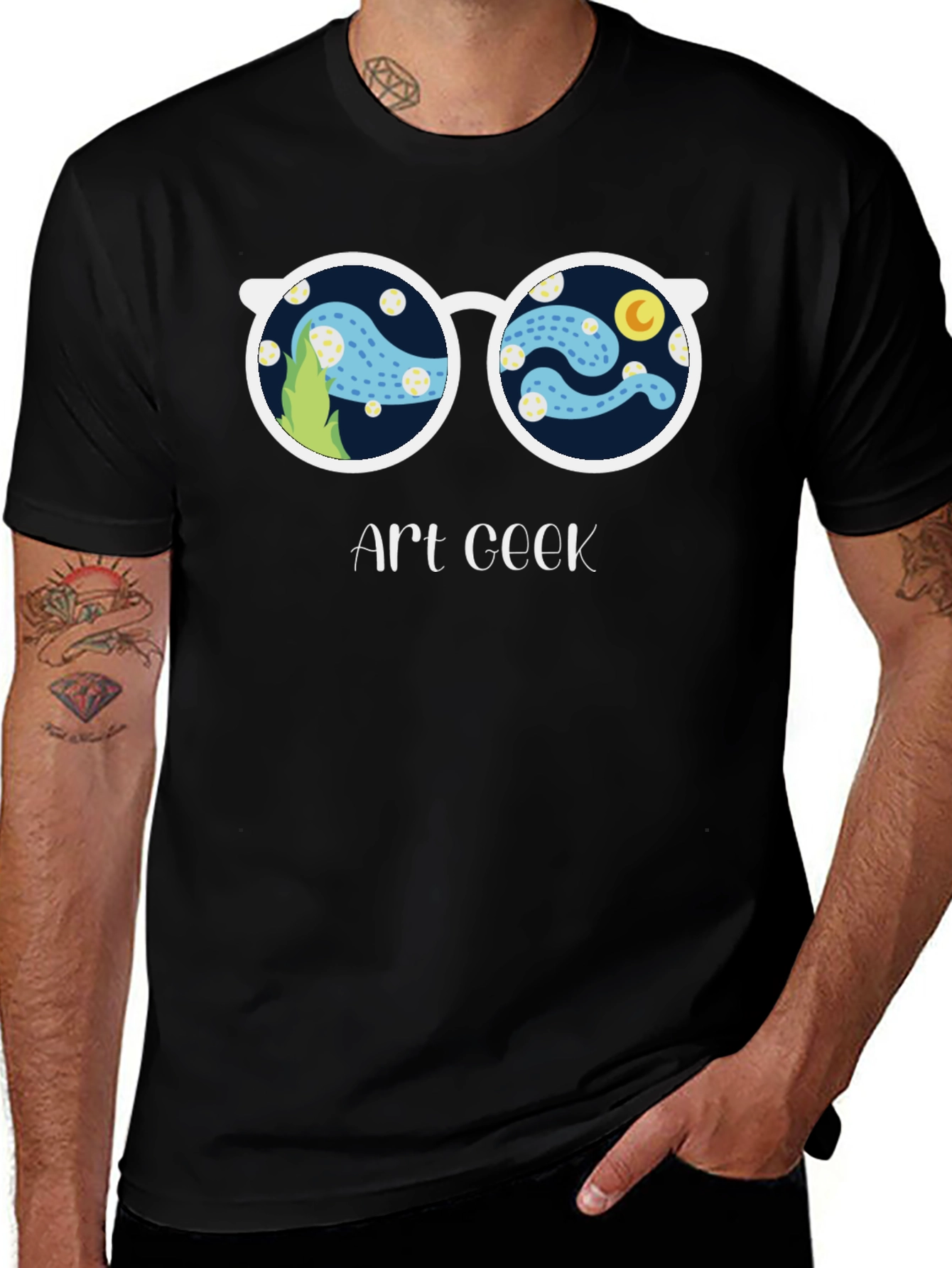Variant 14 of Art Geek Graphic Tee - Starry Night Glasses T-Shirt