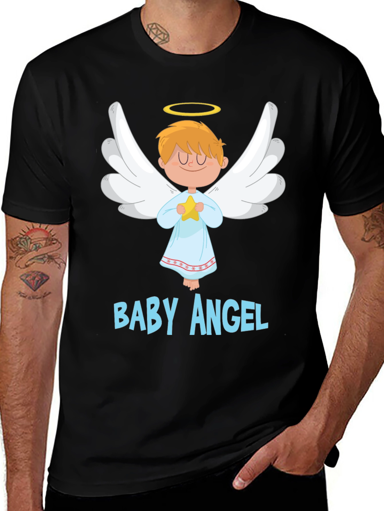 Variant 3 of Baby Angel Graphic Tee - Cute & Comfortable Black T-Shirt