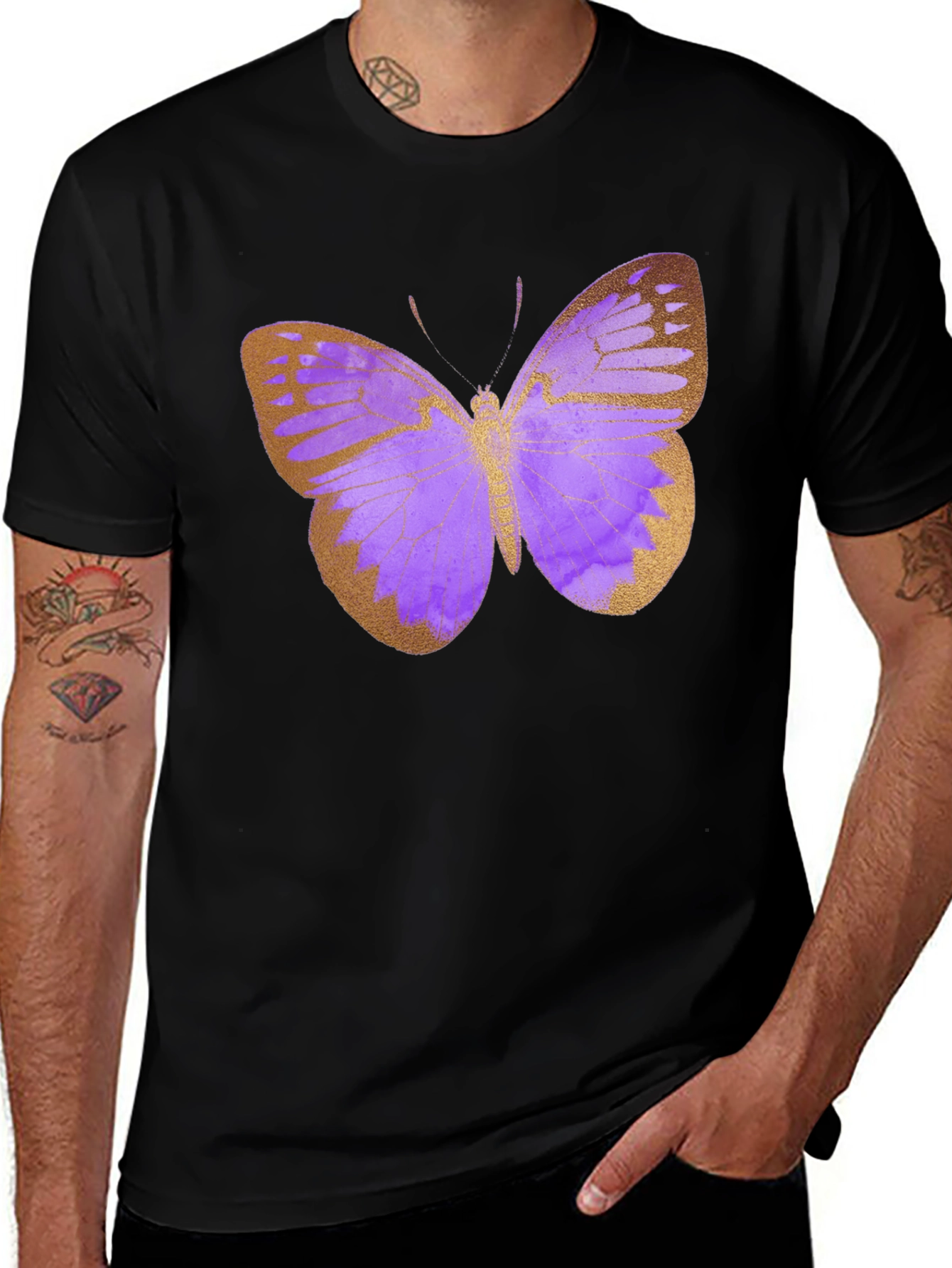 Variant 16 of Butterfly Print Black T-Shirt