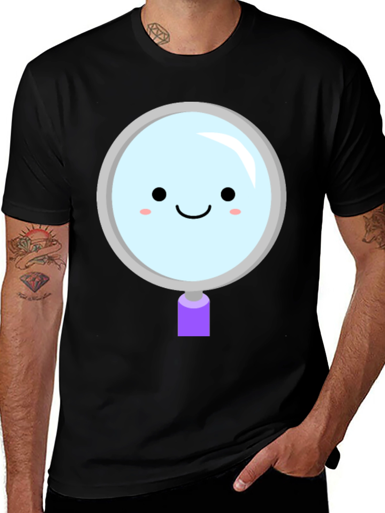 Variant 27 of Cute Magnifying Glass Graphic Tee - Unisex Black T-Shirt