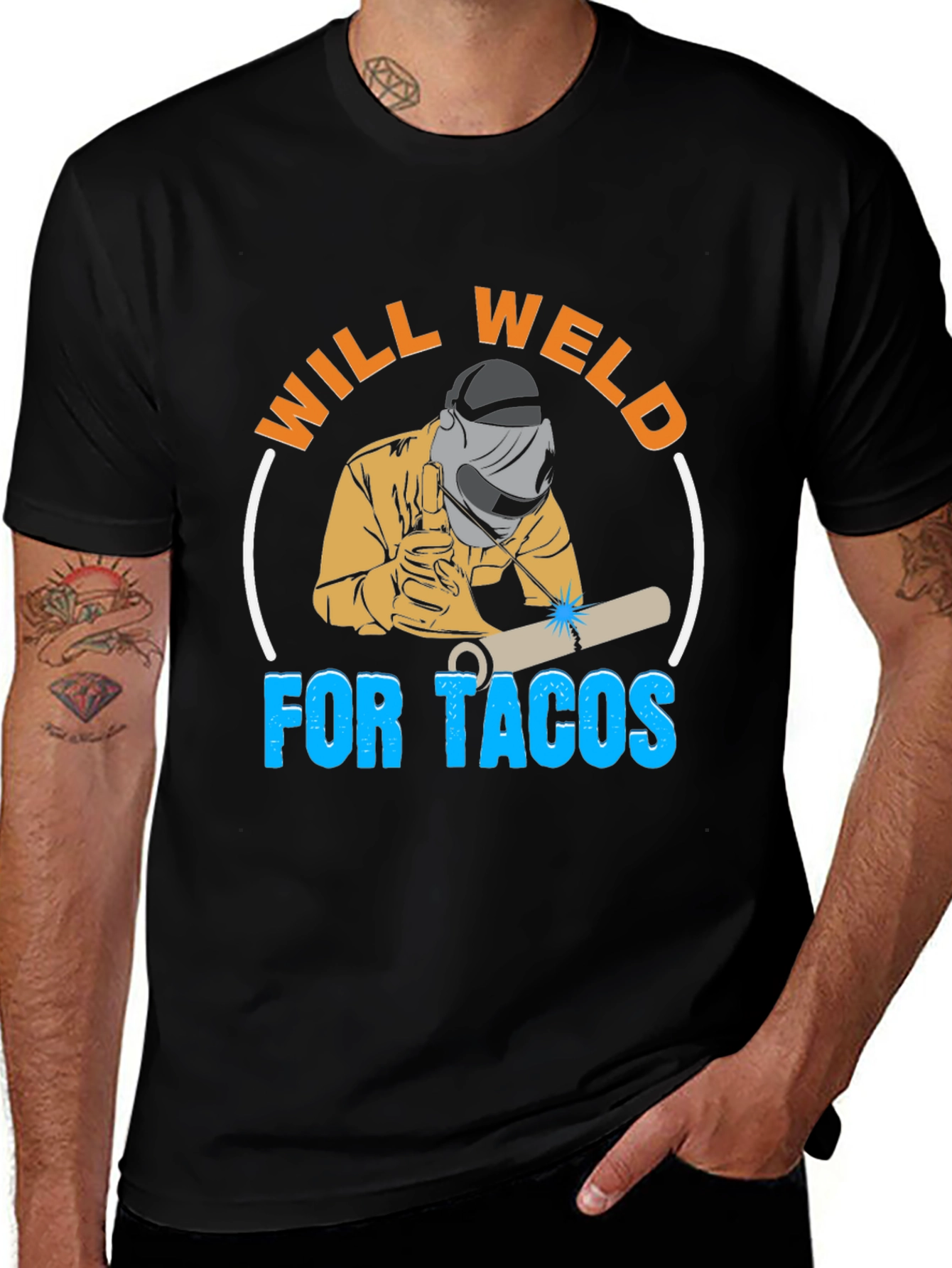 Variant 12 of Will Weld For Tacos Black Graphic Tee