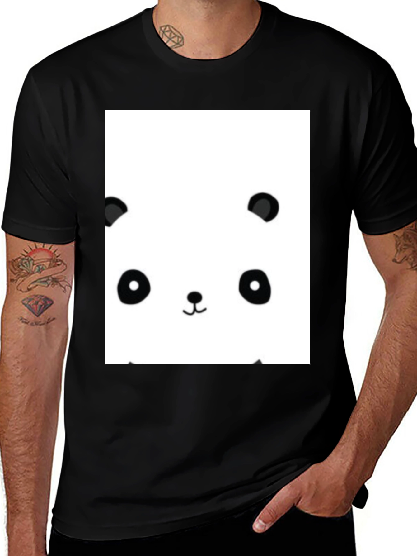 Variant 28 of Panda Graphic Tee - Black Casual T-Shirt