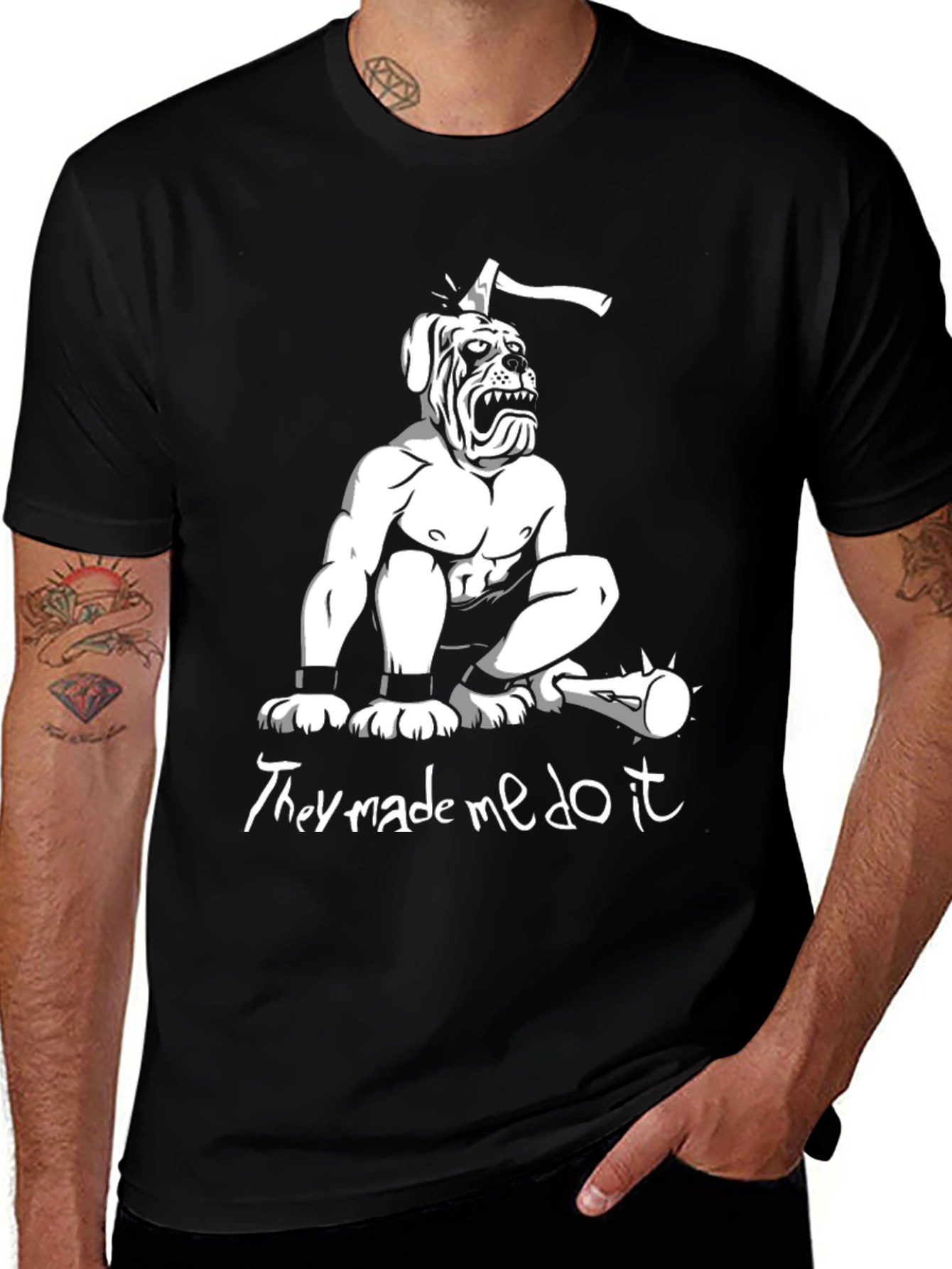 Variant 8 of Humorous "They Made Me Do It" Graphic T-Shirt