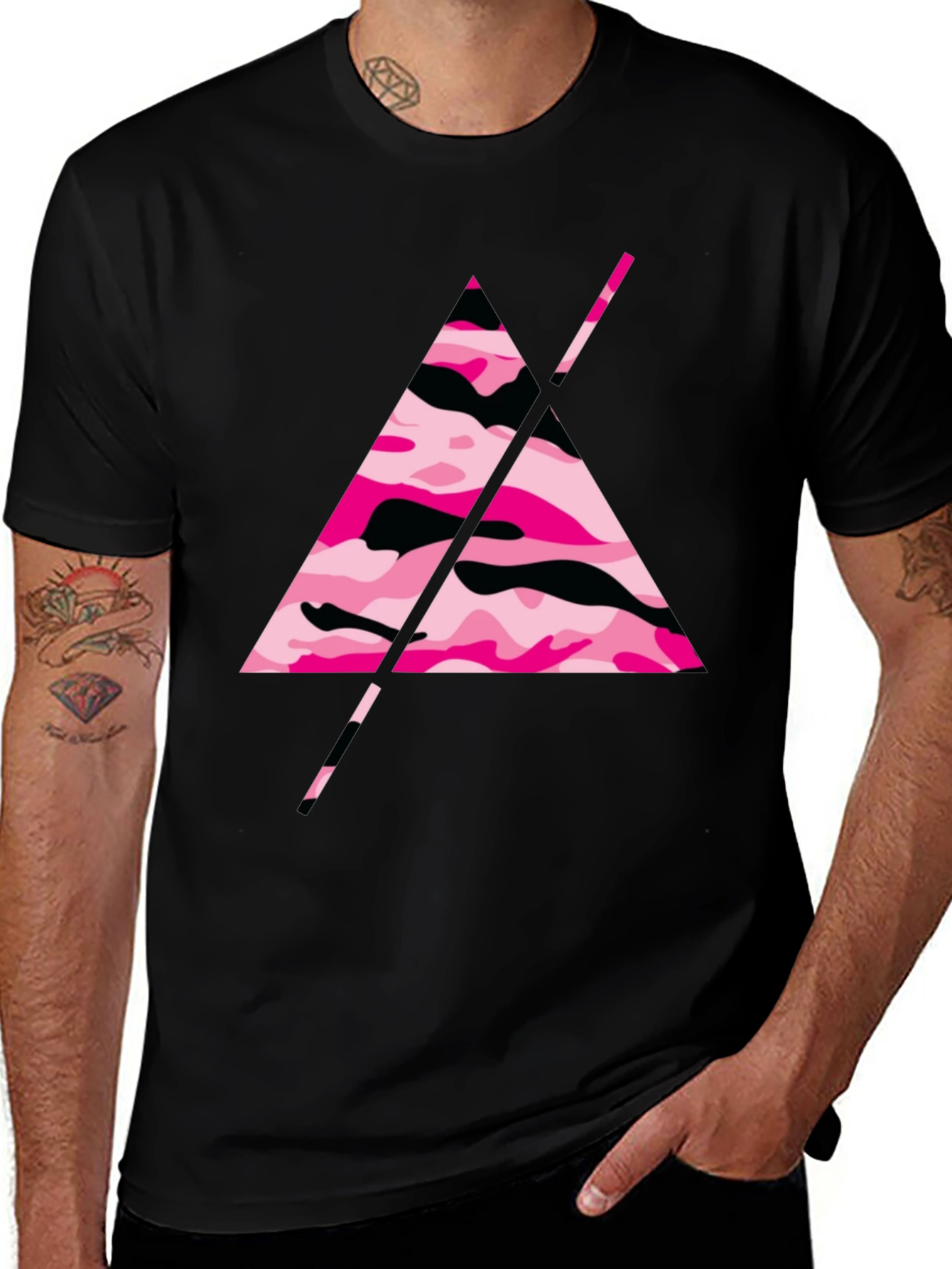 Variant 2 of Pink Camo Triangle Graphic T-Shirt