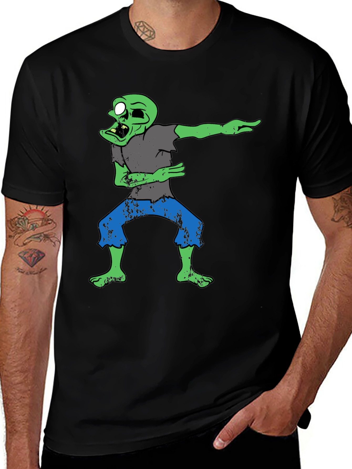 Variant 14 of Dabbing Zombie Graphic T-Shirt - Black