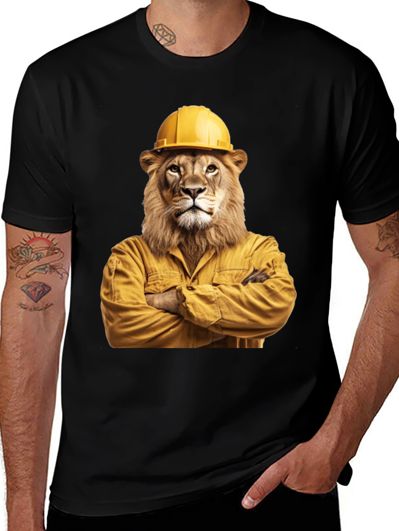Variant 8 of Lion Construction Worker Graphic T-Shirt