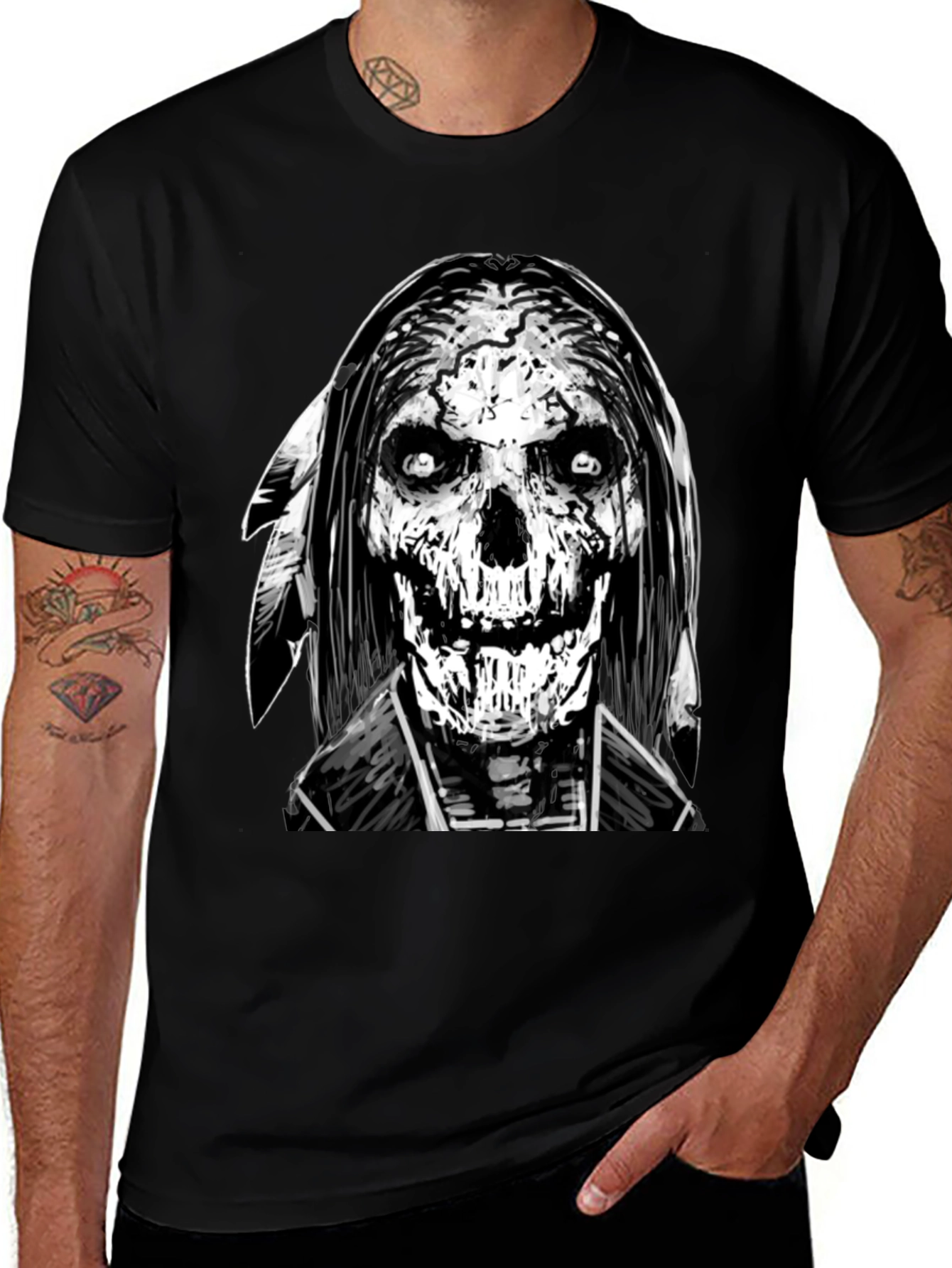 Variant 10 of Grim Reaper Graphic Print Black T-Shirt
