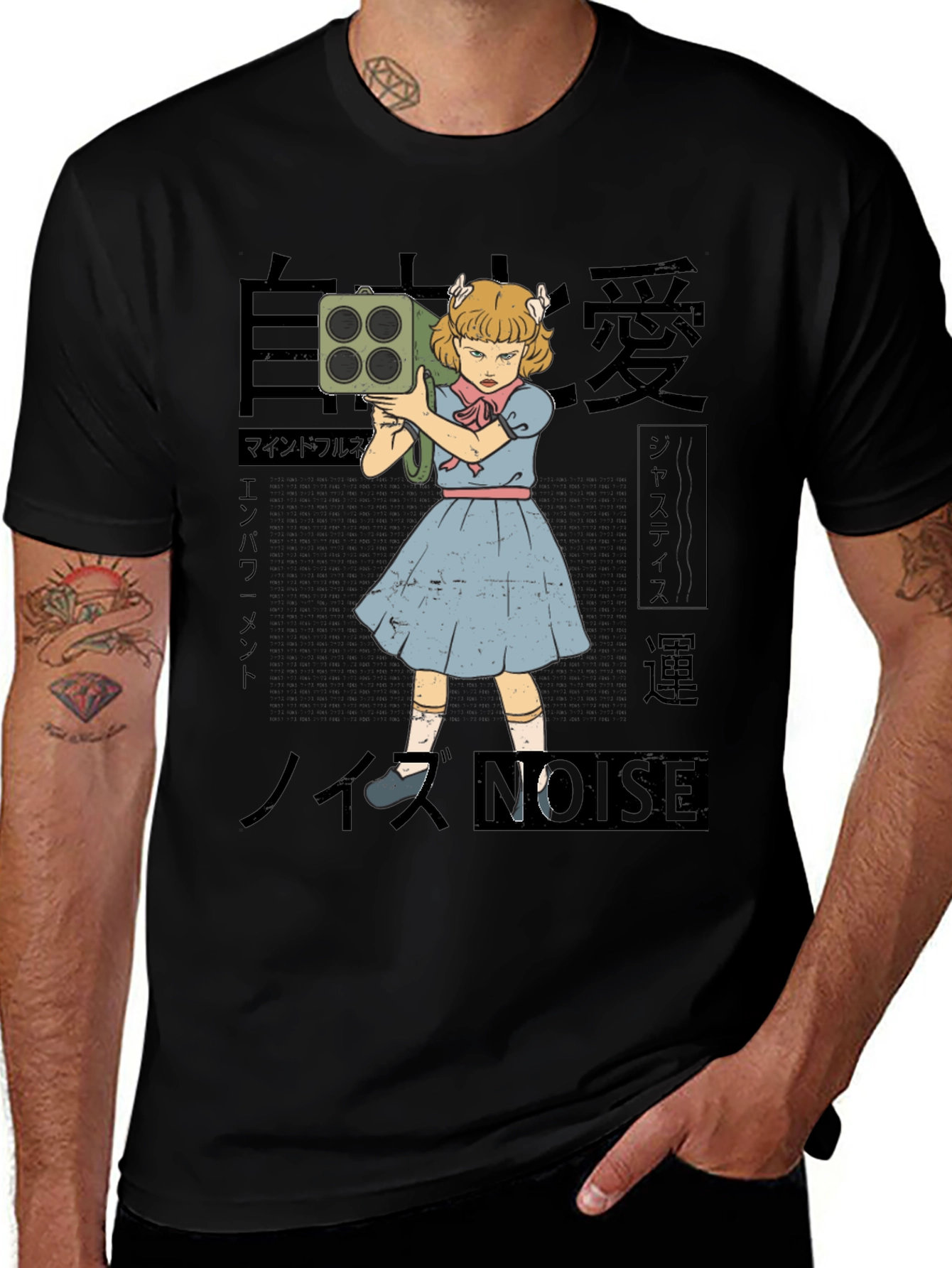 Variant 28 of Noise Girl Graphic T-Shirt - Edgy Japanese Inspired Tee