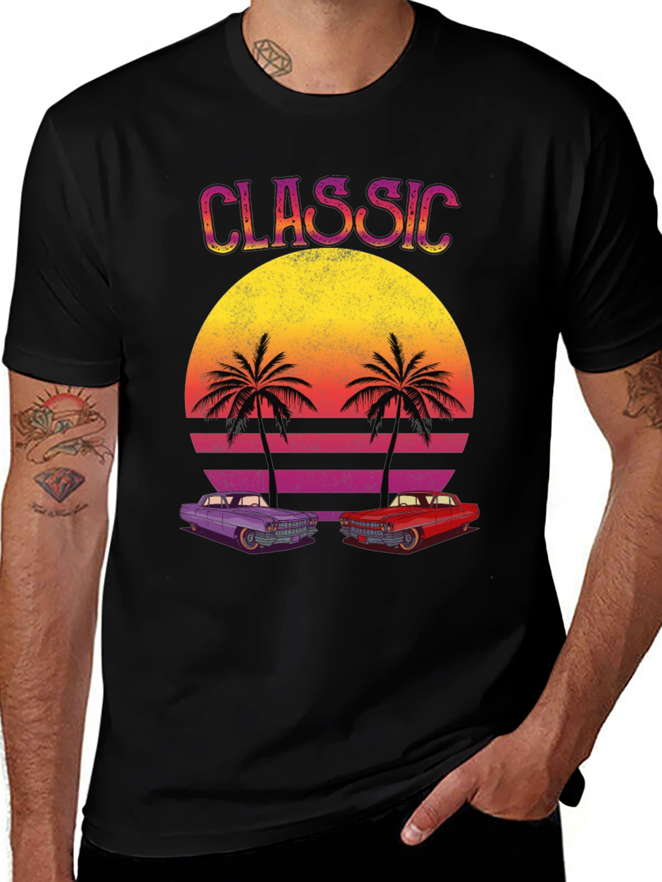 Variant 9 of Classic Cars Sunset Graphic Tee