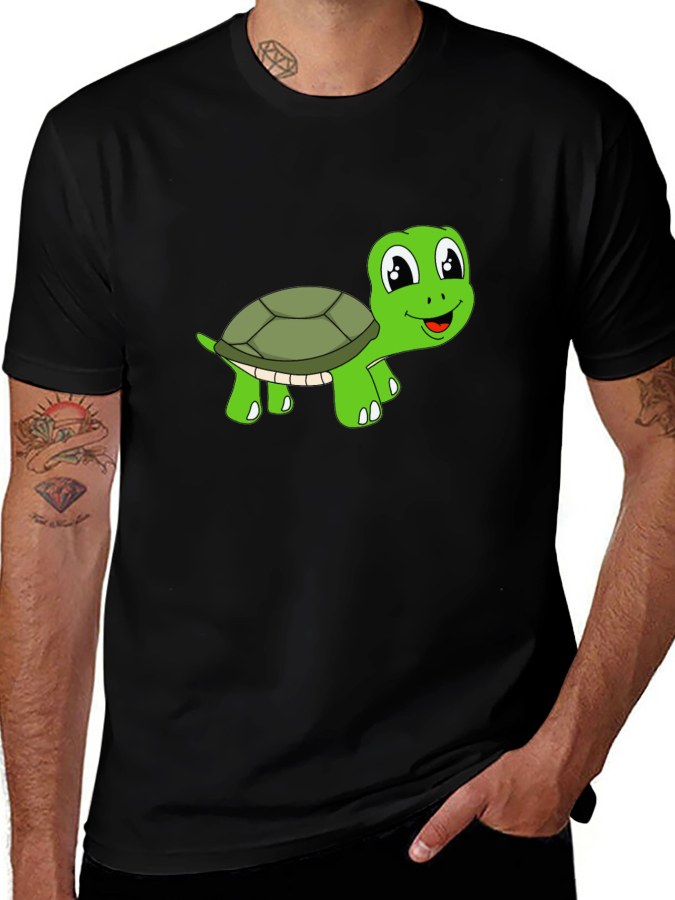 Variant 18 of Cute Turtle Graphic T-Shirt - Black
