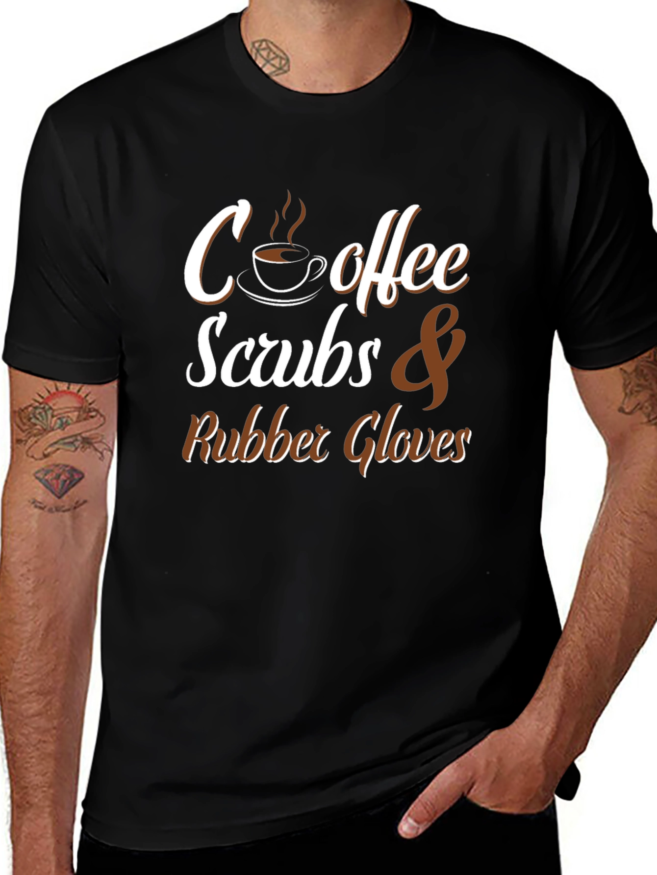 Black Coffee Scrubs & Rubber Gloves Graphic T-Shirt main image