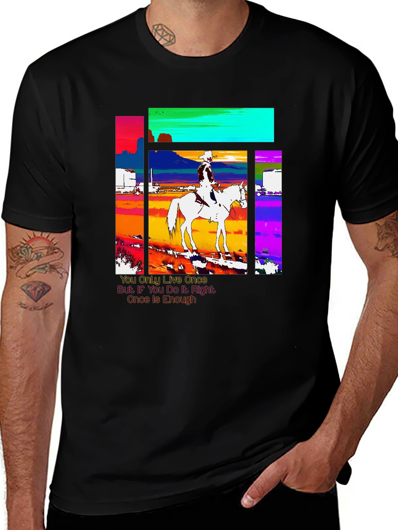Variant 30 of Cowboy Rider Graphic Tee - Live Once T-Shirt