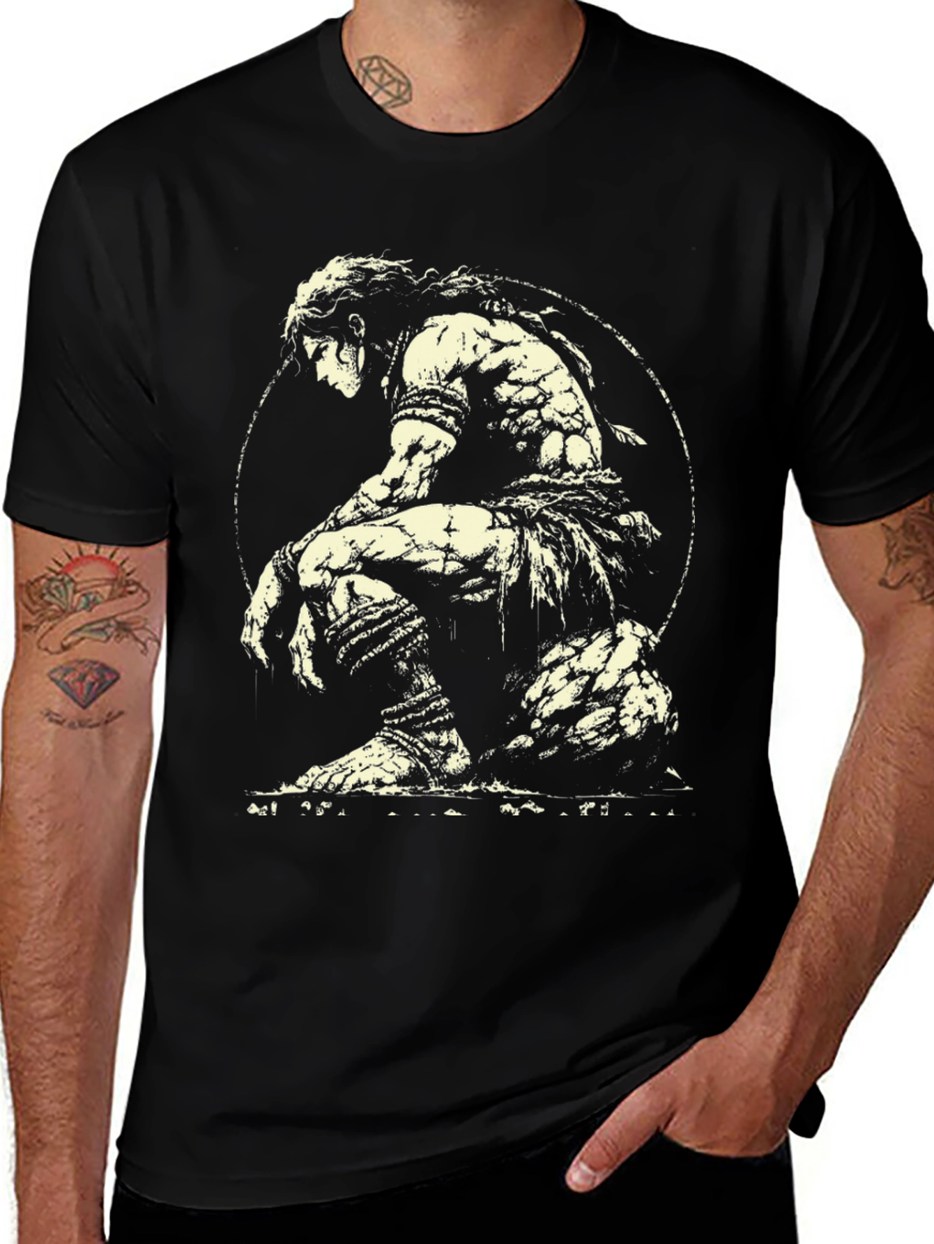 Black Warrior Graphic Tee - Black Cotton T-Shirt main image