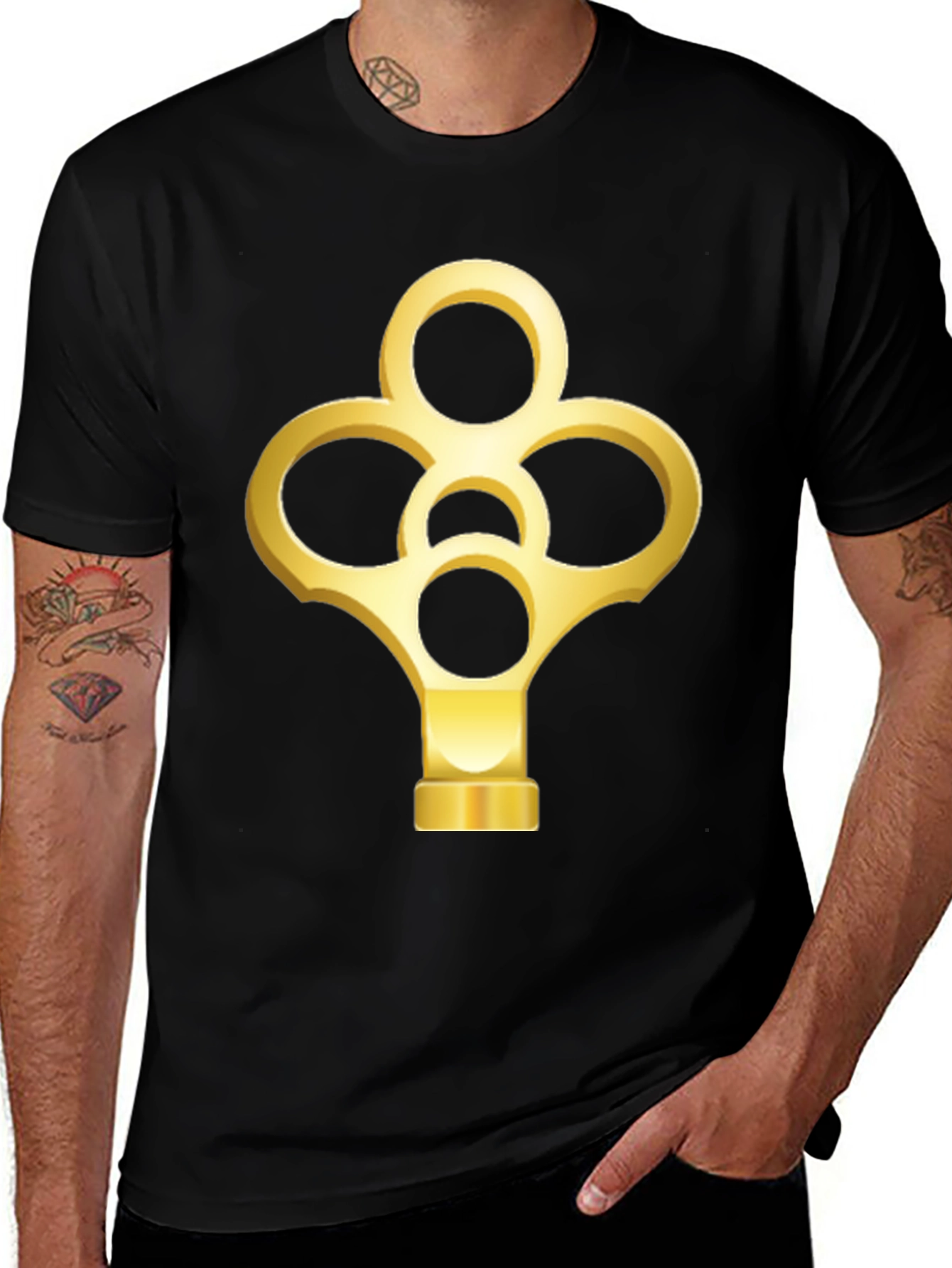 Variant 14 of Golden Key Graphic Black T-Shirt