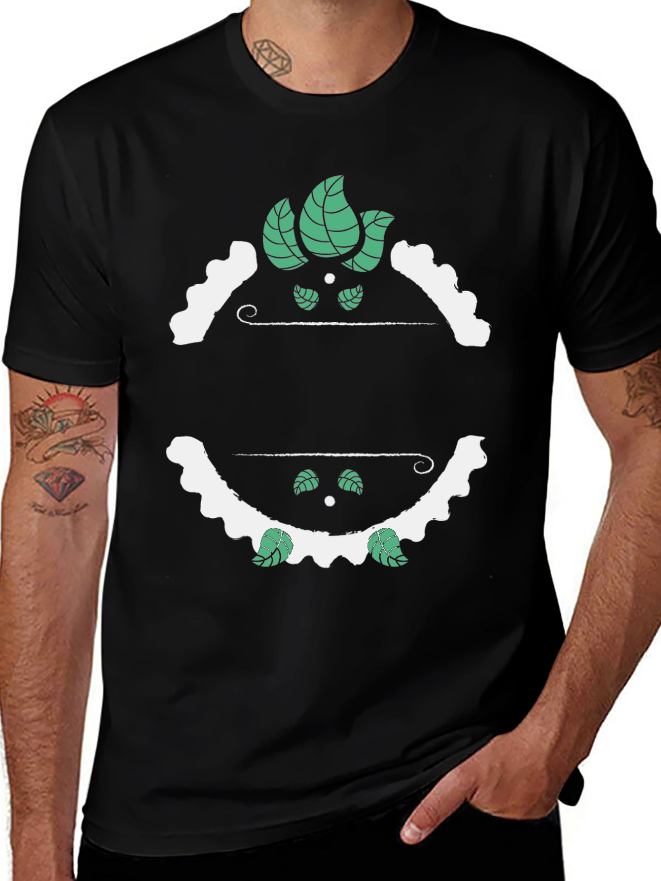 Variant 16 of Stylish Black T-Shirt with Floral Emblem