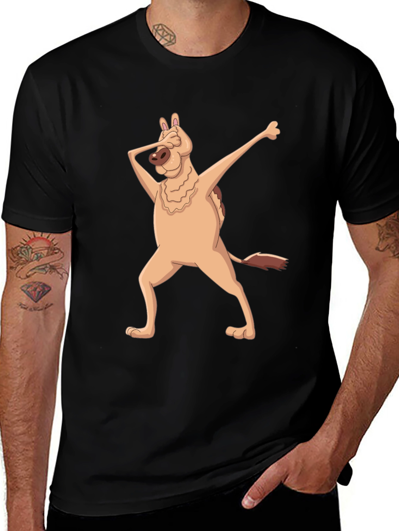 Variant 29 of Dabbing Dog Graphic T-Shirt - Men's Black Tee