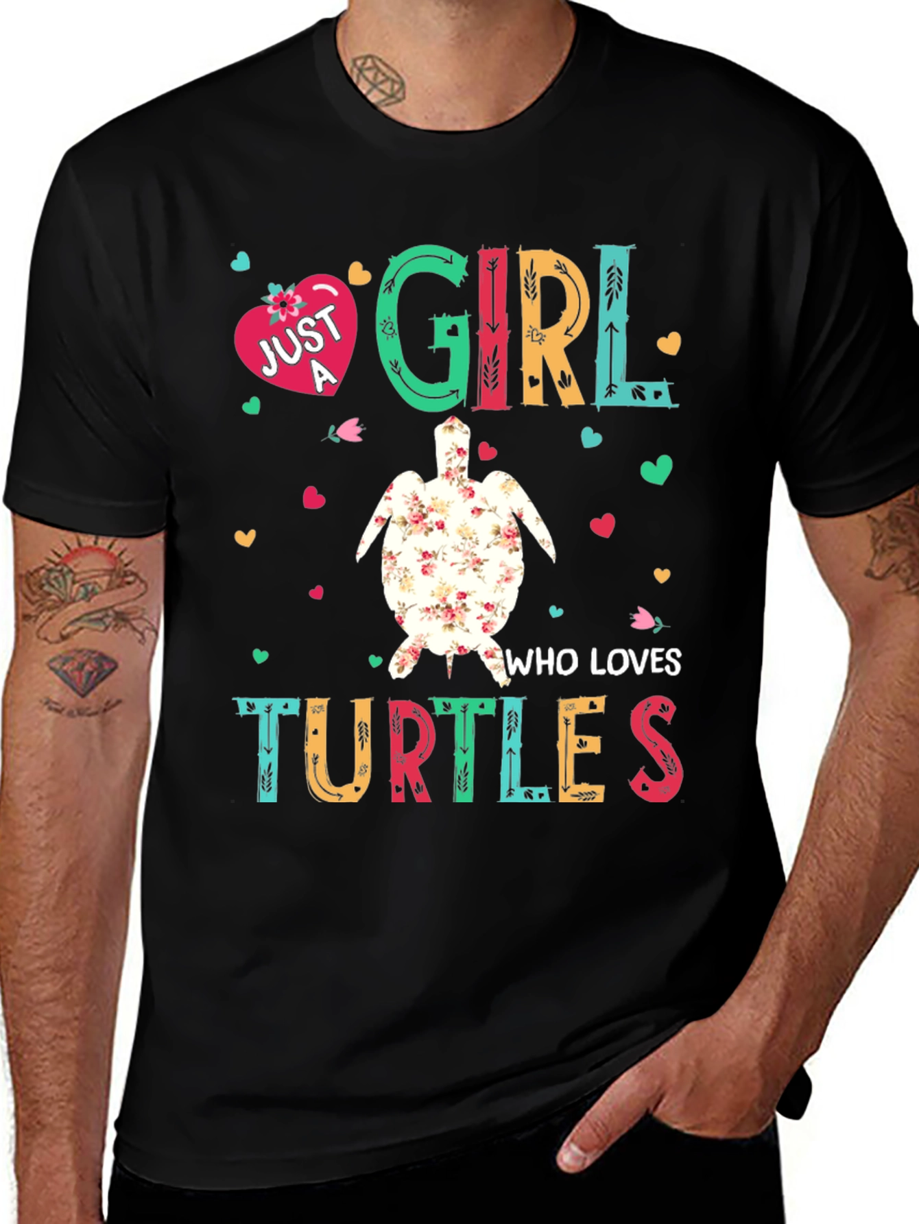 Black Just A Girl Who Loves Turtles T-Shirt main image