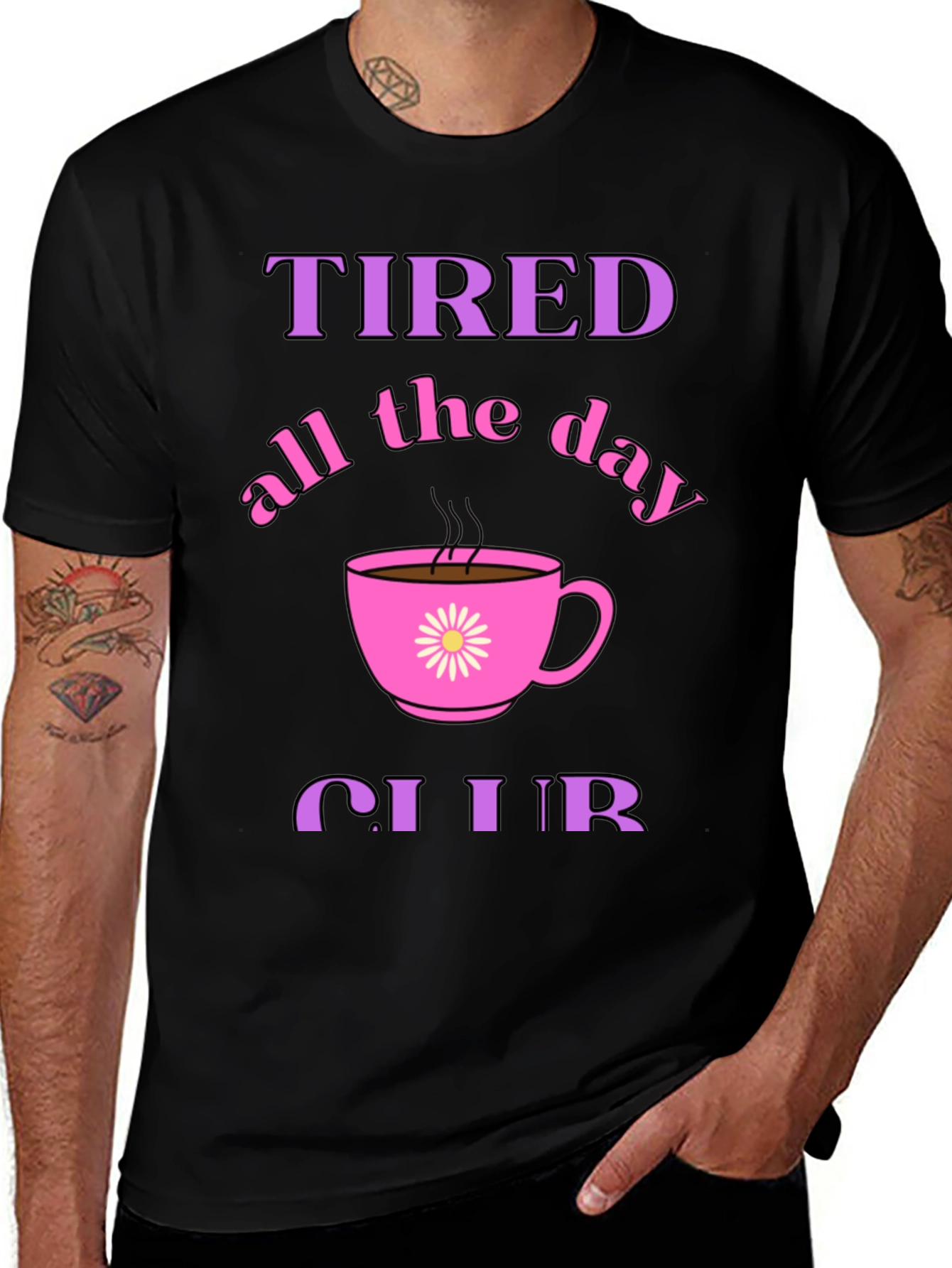 Variant 4 of Tired All Day Club Black Graphic Tee