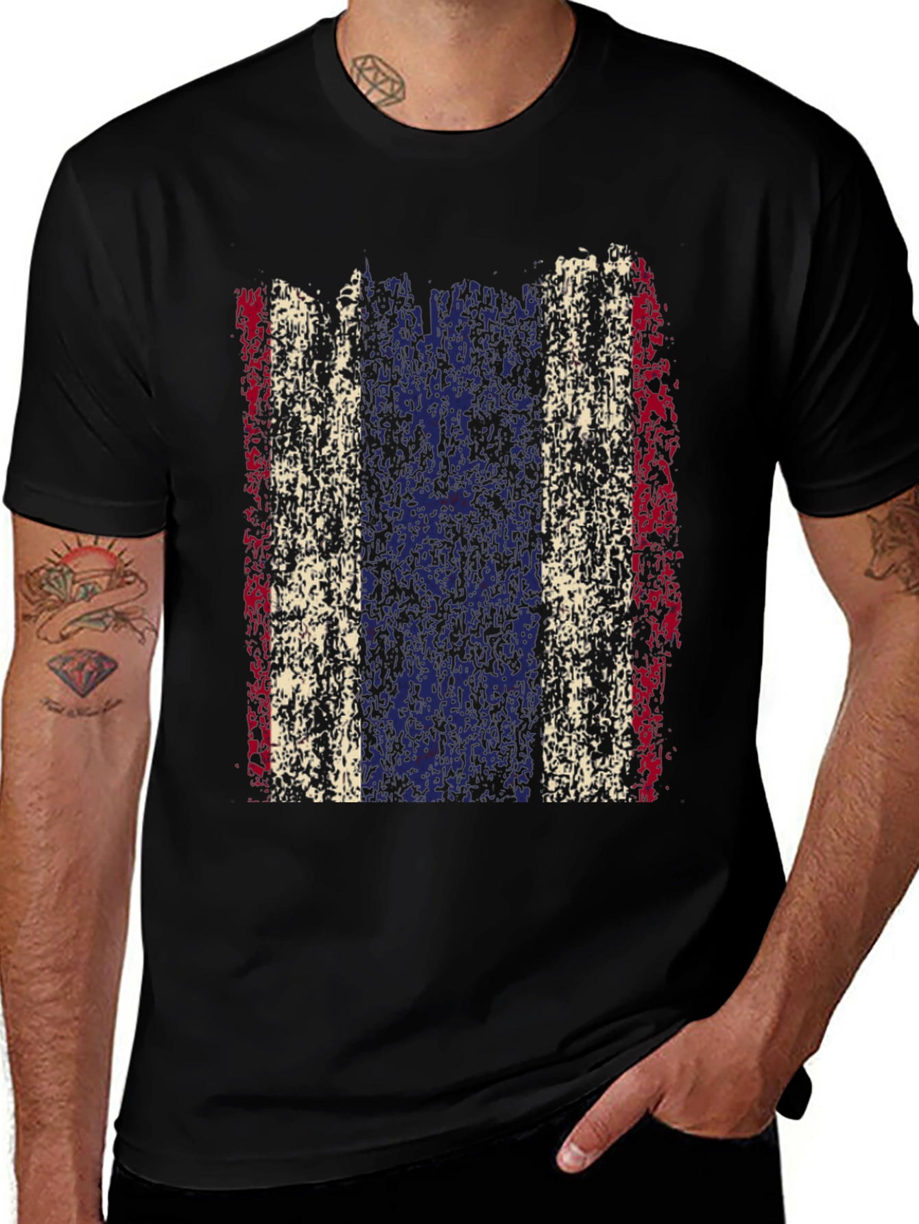 Variant 4 of Distressed Thailand Flag Graphic Tee - Black Cotton T-Shirt