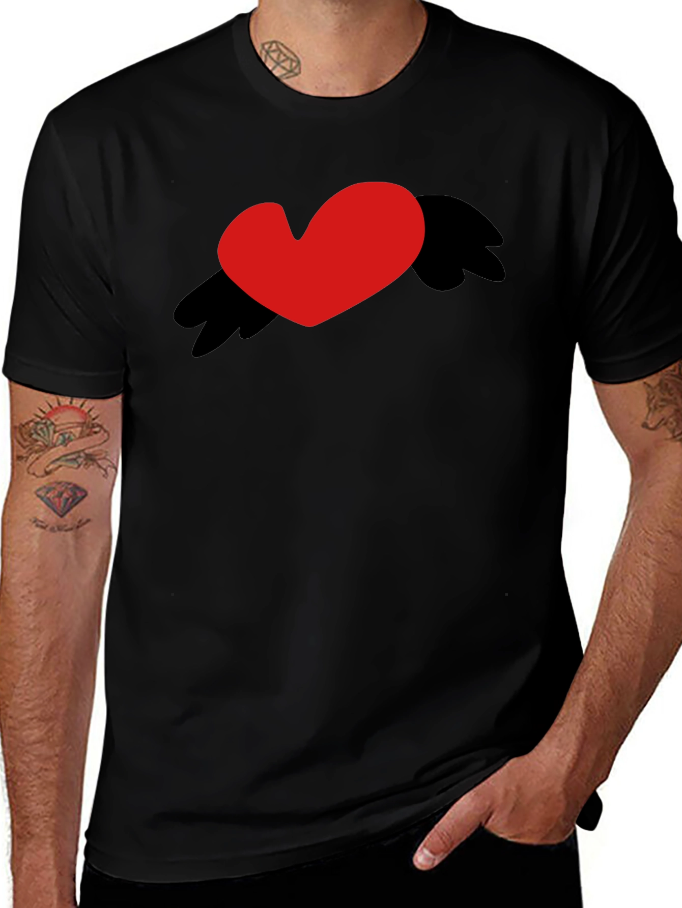 Variant 22 of Heart with Wings Black T-Shirt