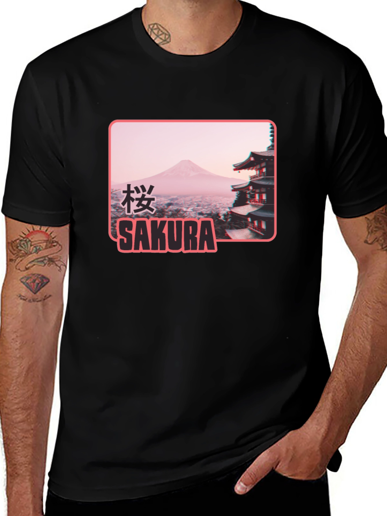 Variant 25 of Sakura Japan Graphic T-Shirt - Black