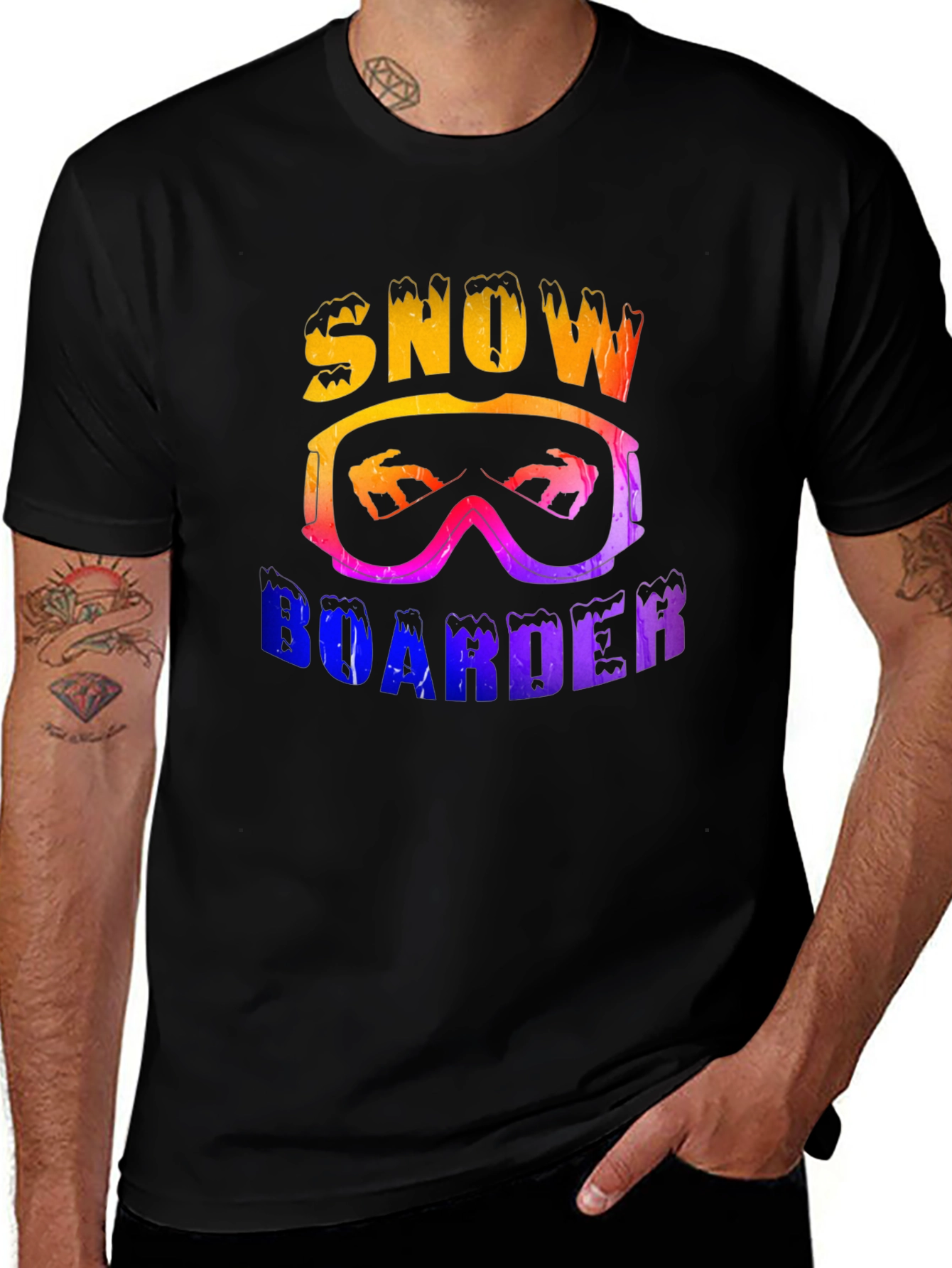 Variant 26 of Snowboarder Graphic Tee - Black Cotton T-Shirt