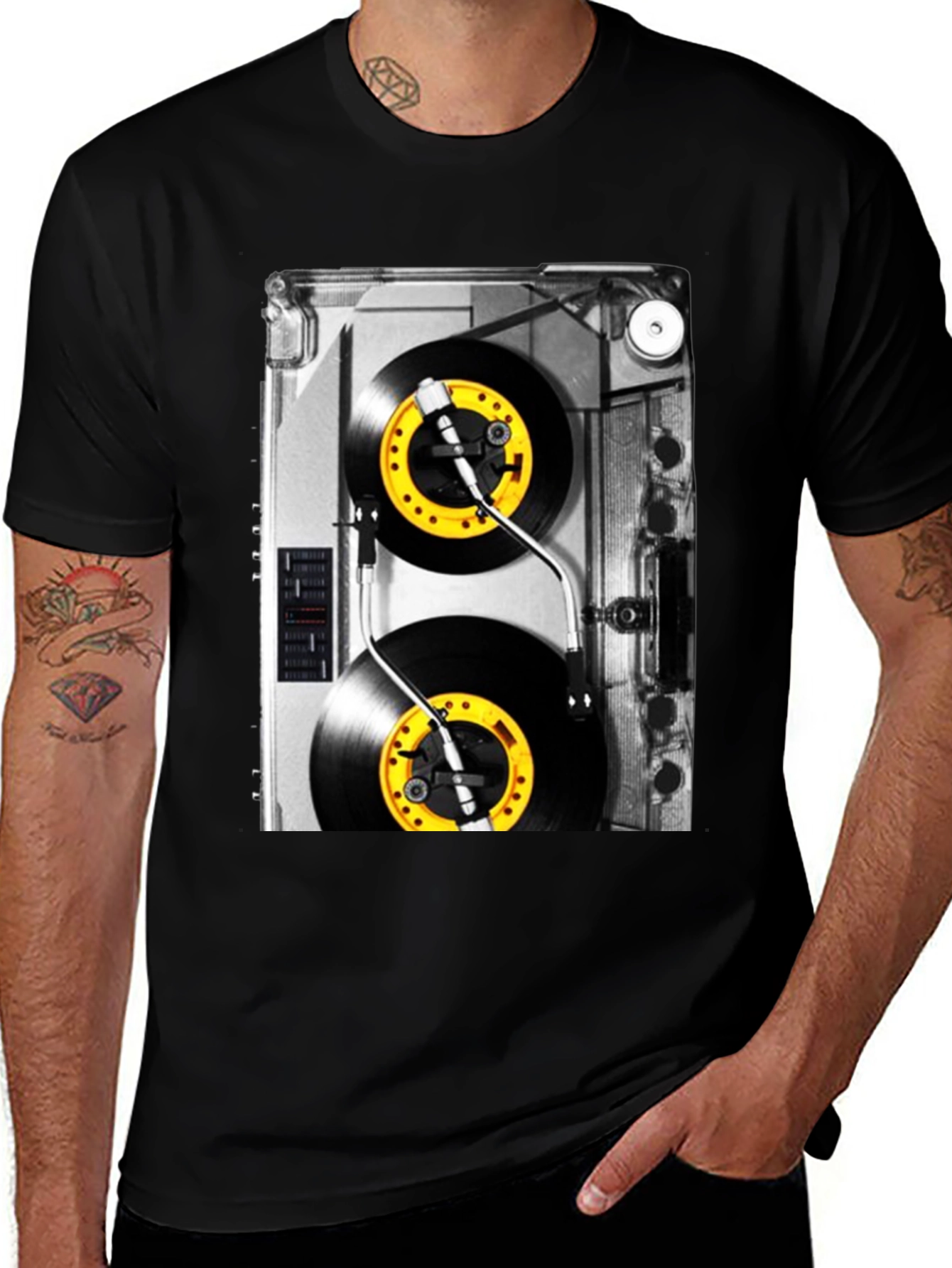 Variant 27 of Vintage Turntable Music Lover Black T-Shirt