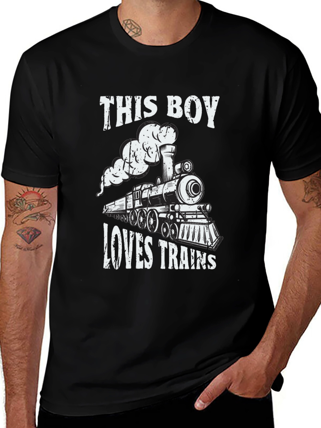 Boy Loves Trains Graphic Tee - Black