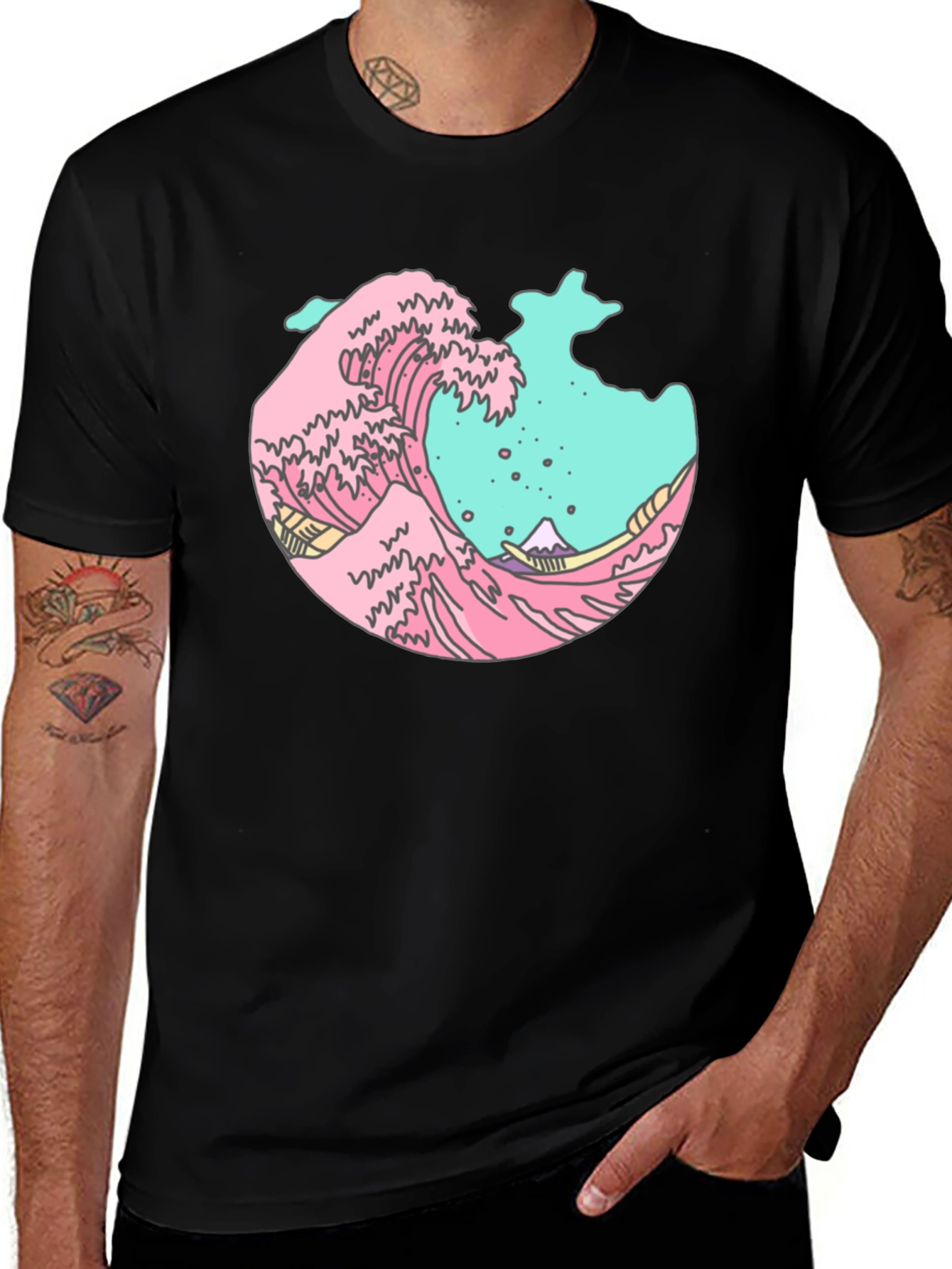 Variant 28 of Great Wave Graphic Tee - Unique Design, Soft Cotton