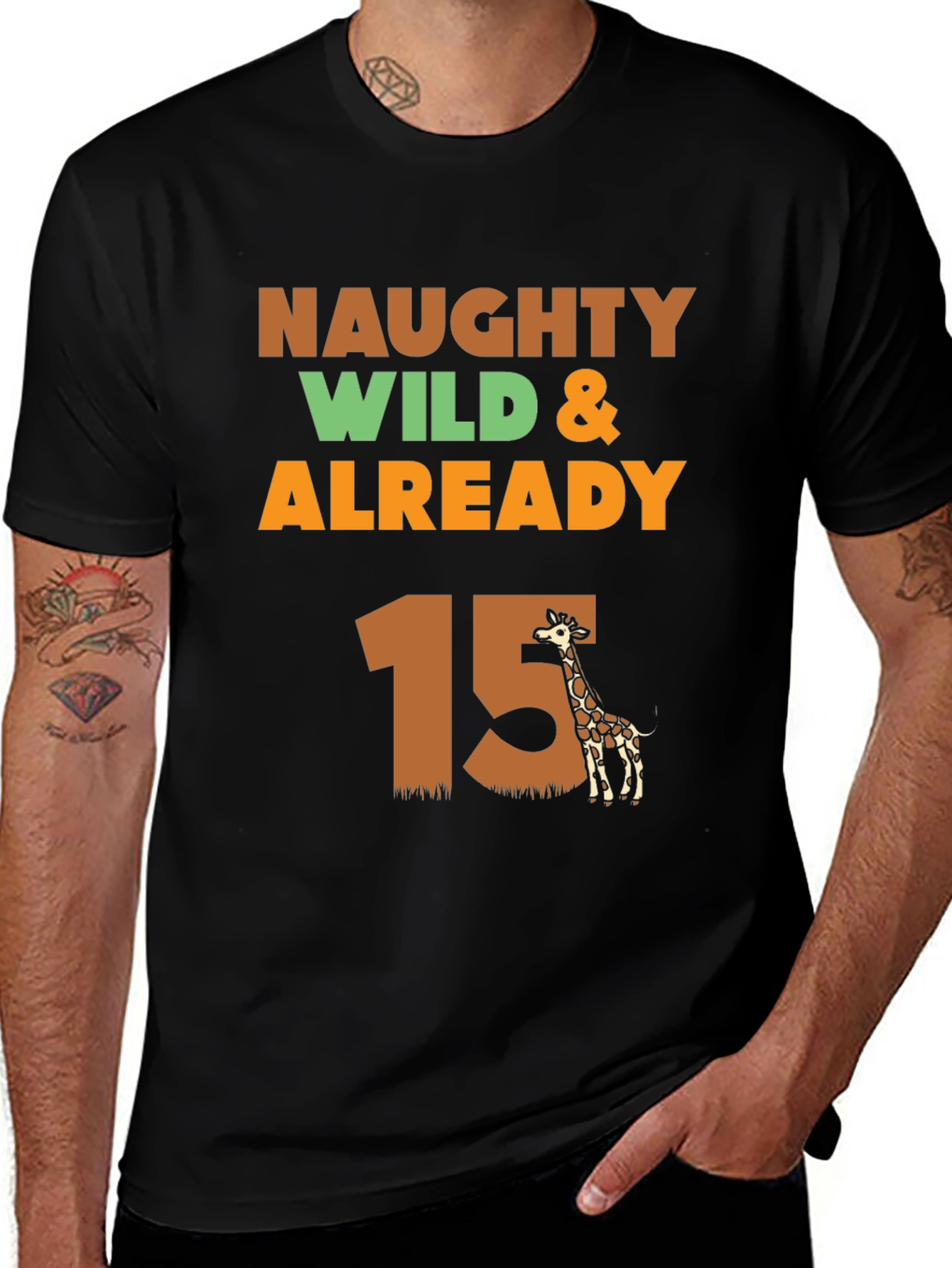 Variant 28 of Naughty Wild & Already 15 Giraffe T-Shirt
