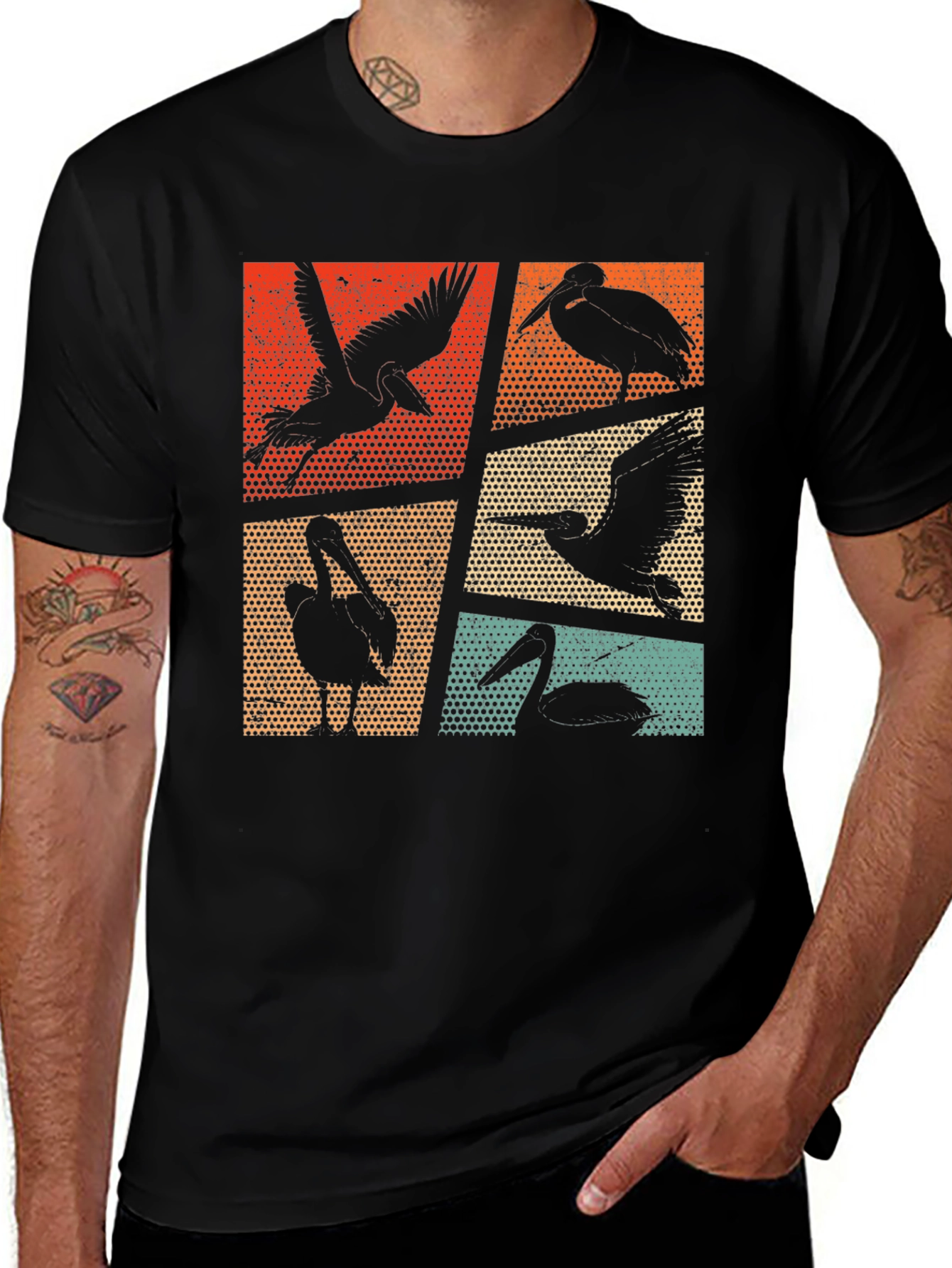 Variant 10 of Retro Pelican Silhouette Graphic Tee