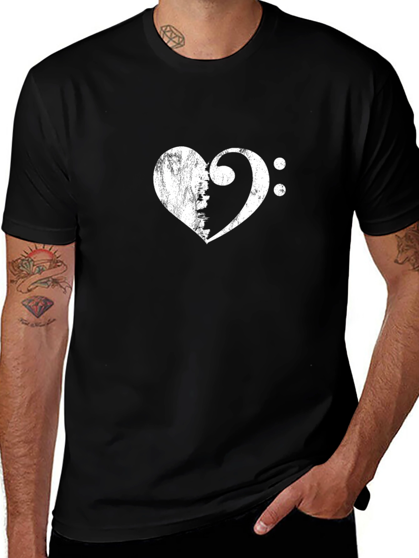 Variant 20 of Music Heart Graphic Tee - Bass Clef Love Shirt