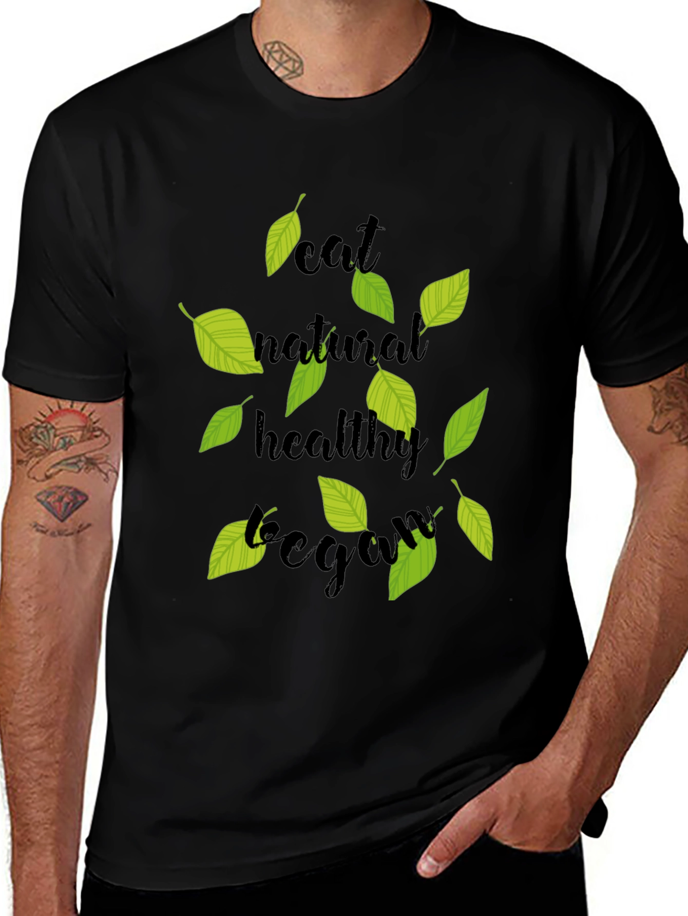 Variant 4 of Eat Natural Vegan Black T-Shirt