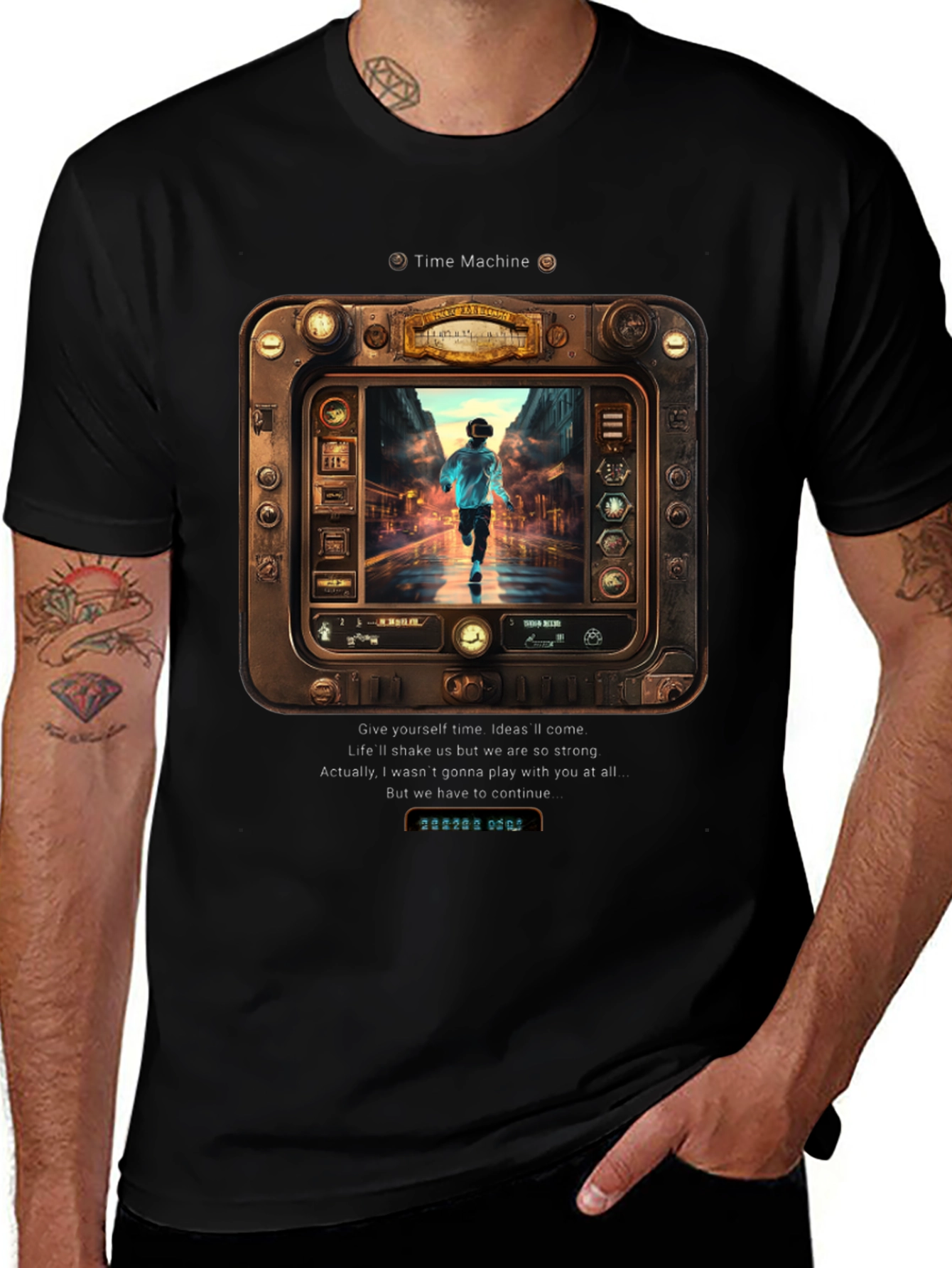 Black Time Machine Graphic Tee - Retro Future Style main image
