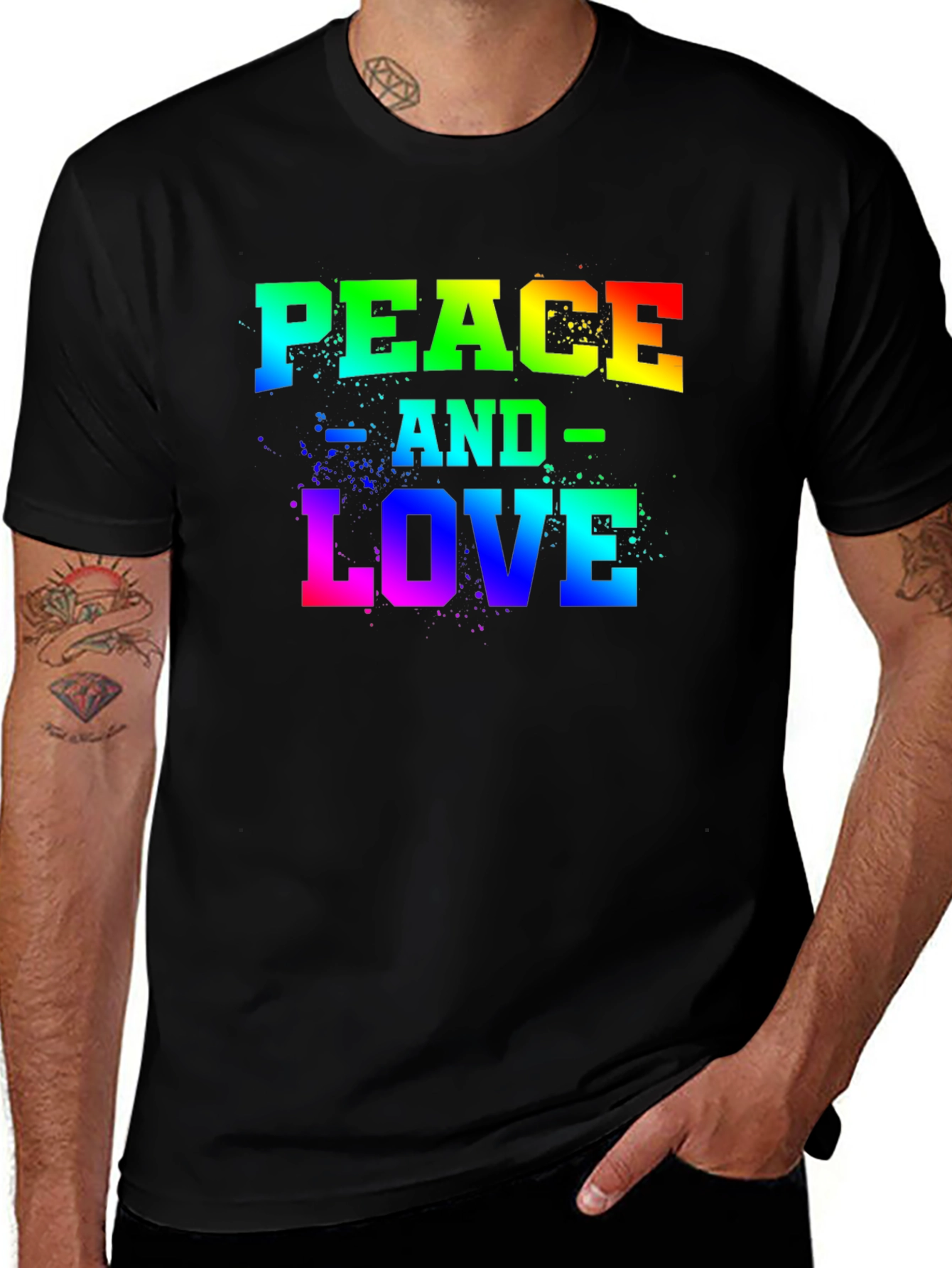 Variant 3 of Peace and Love Rainbow Graphic T-Shirt