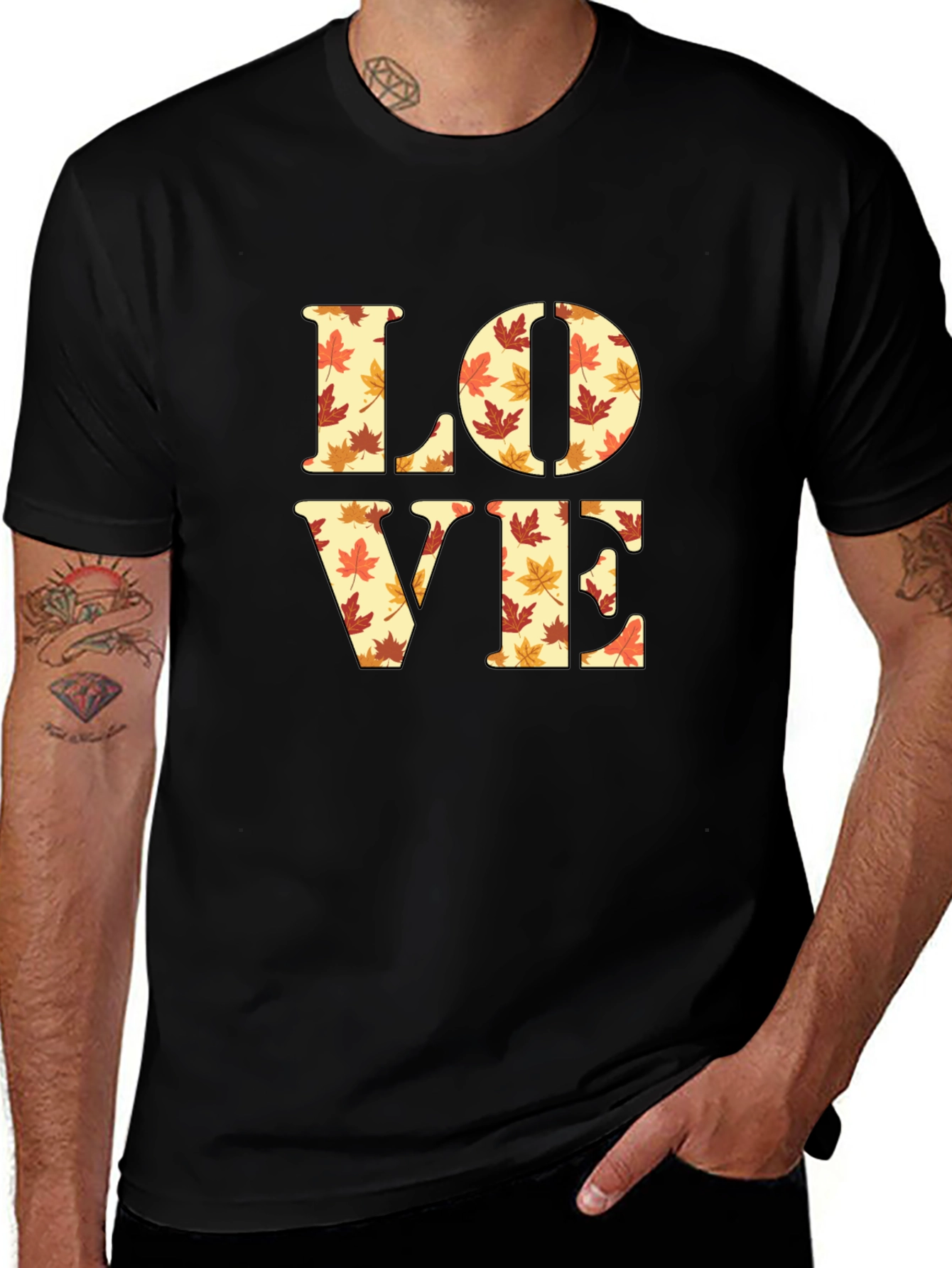 Variant 14 of Autumn Love T-Shirt - Fall Leaves Pattern