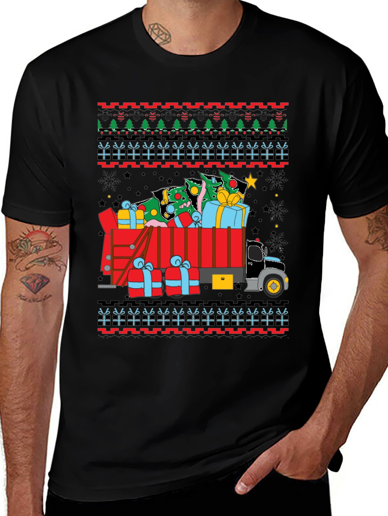 Variant 16 of Ugly Christmas Truck Tree T-Shirt